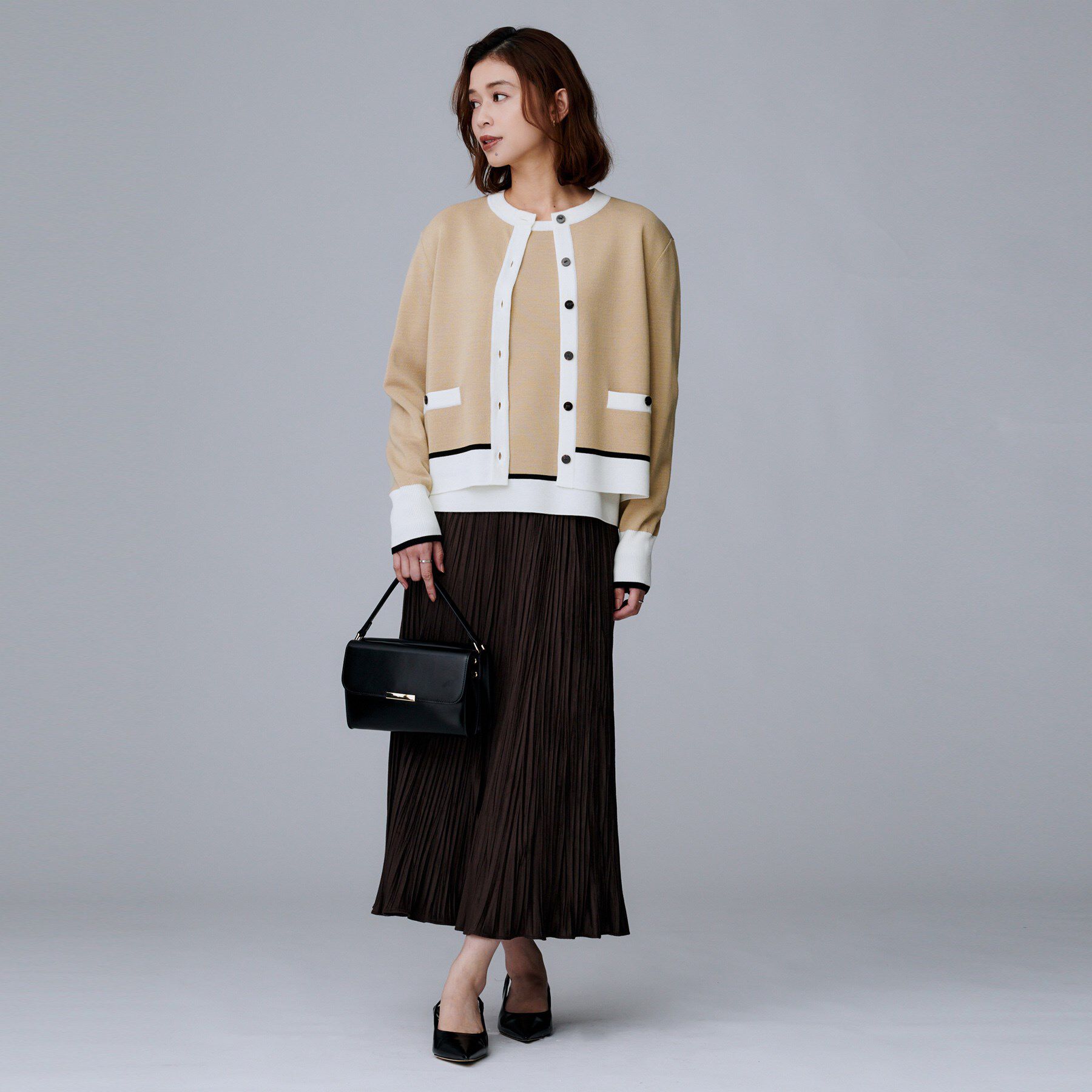 UNTITLED「【アンサンブル可/ジャケット風】ウールミラノリブカーディガン」|カーディガン|