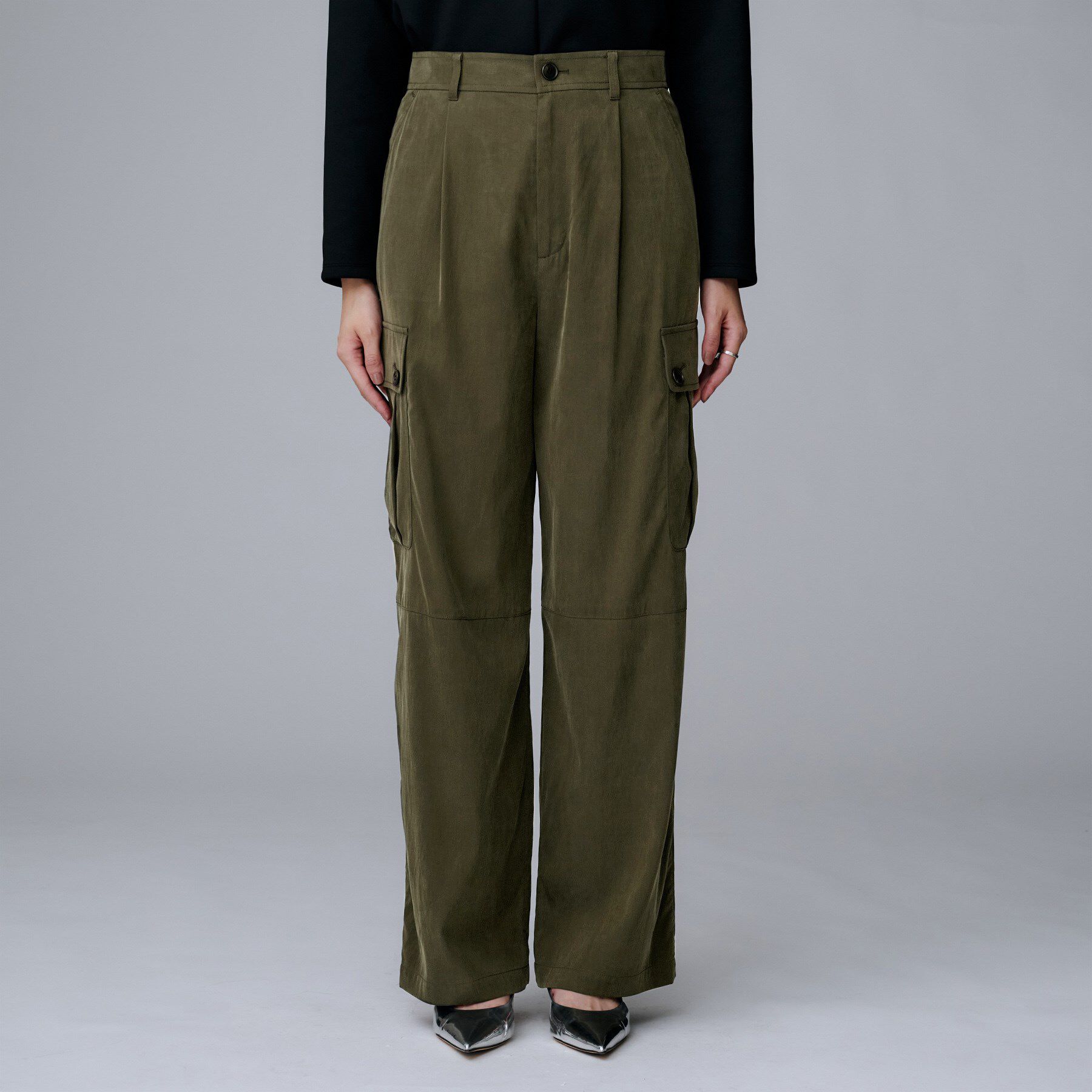 UNTITLED「【大人きれいめ/ストレート/ワイド】キュプラカーゴパンツ」|その他|