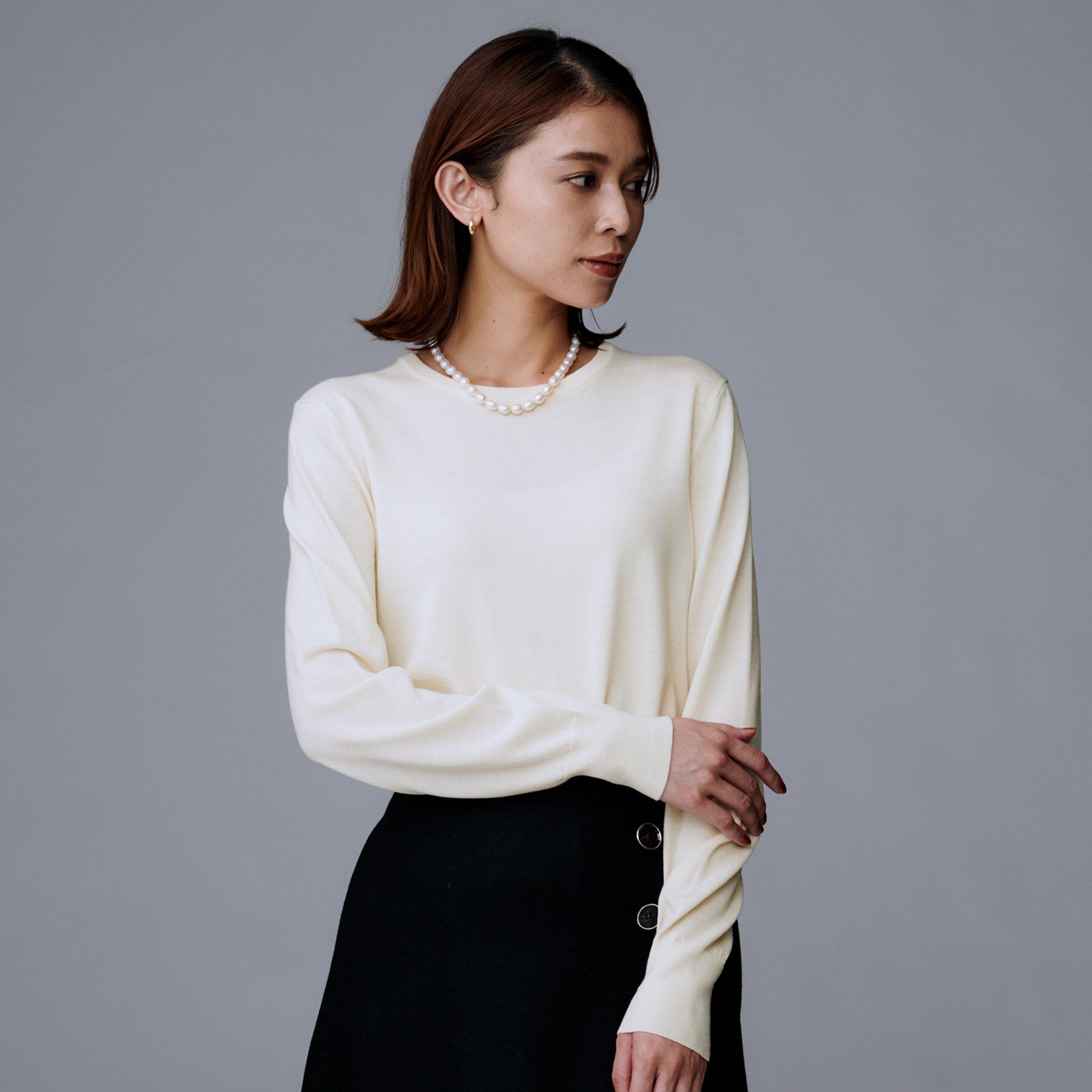 UNTITLED「【アンサンブル可/洗える/ウール100%】クルーネックウールニット」|ニット・セーター|