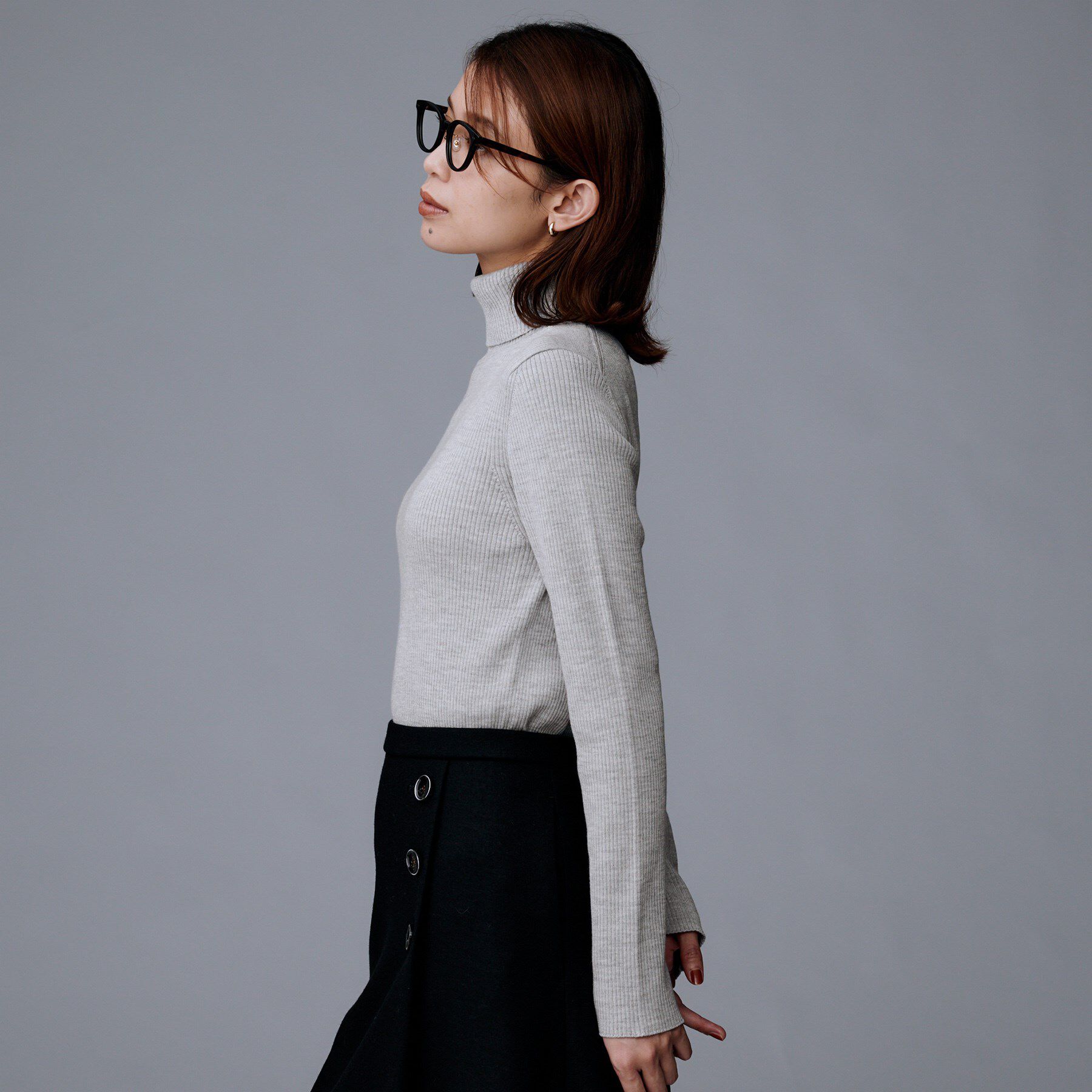 UNTITLED「【洗える/アンサンブル可能/ウール100%】リブタートルネックウールニット」|ニット・セーター|