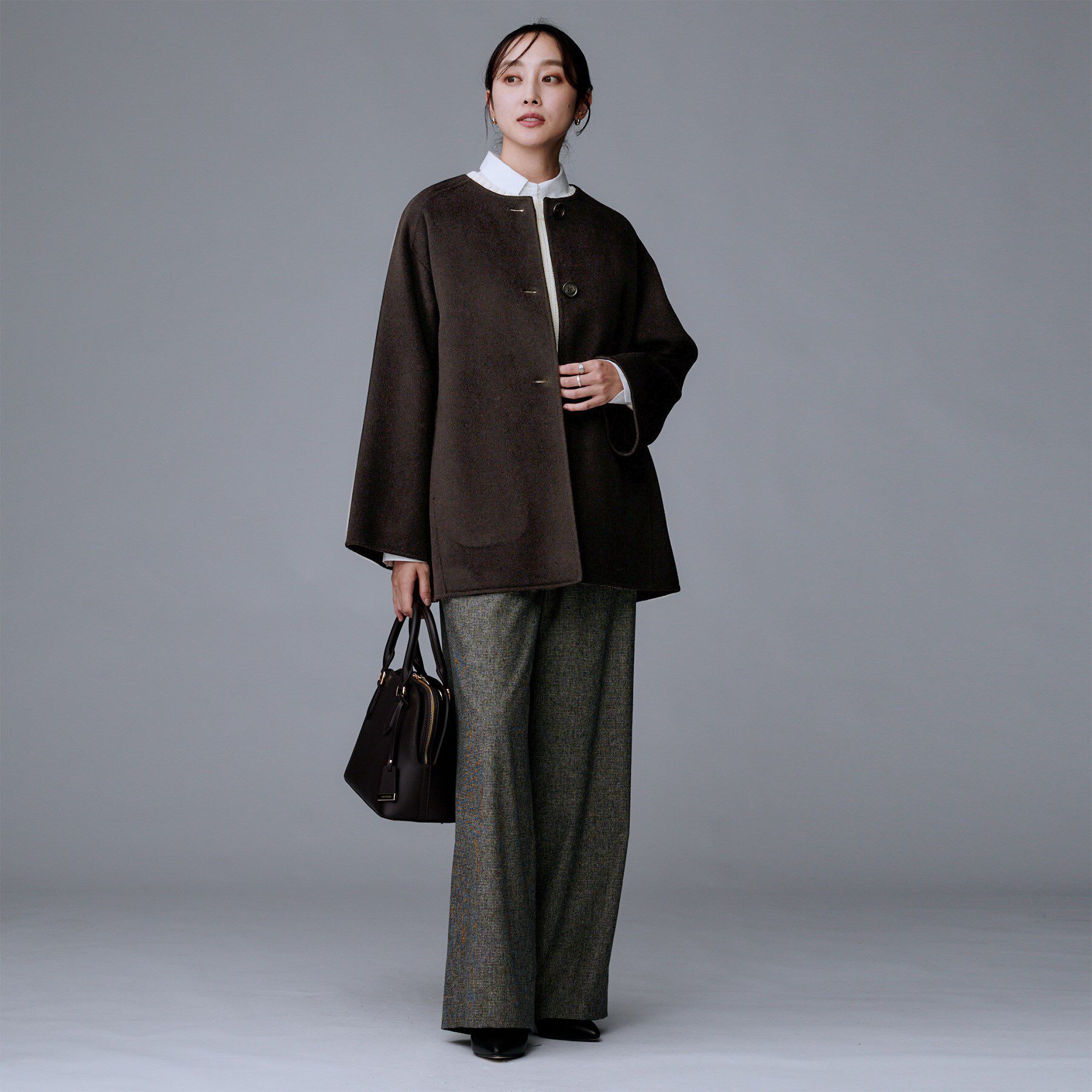 UNTITLED「【ミディ丈/軽やか】セミラグランリバー コート」|ノーカラーコート|