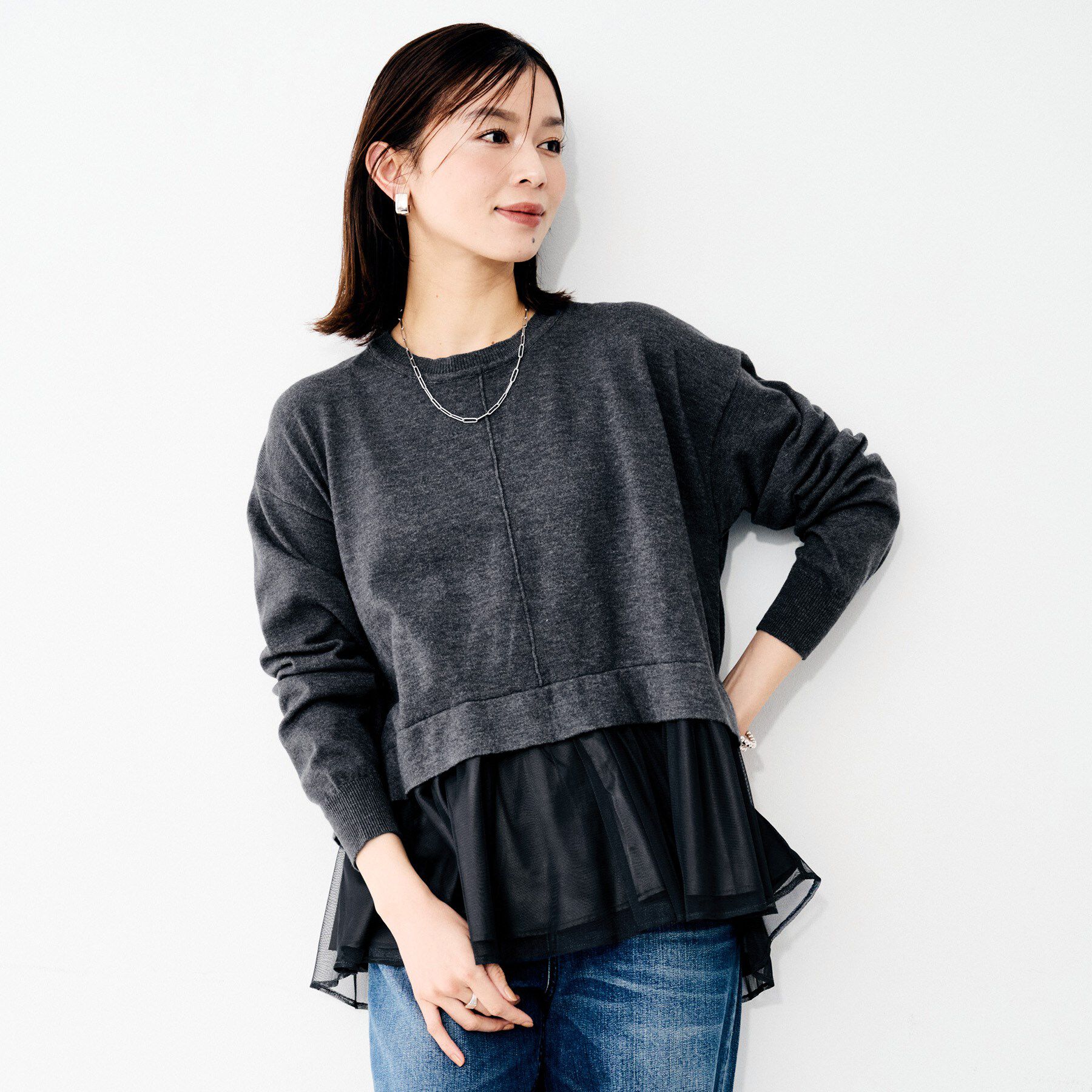 UNTITLED「【TORRAZZO DONNA】ニット&times;チュールトップス」|Tシャツ・カットソー|