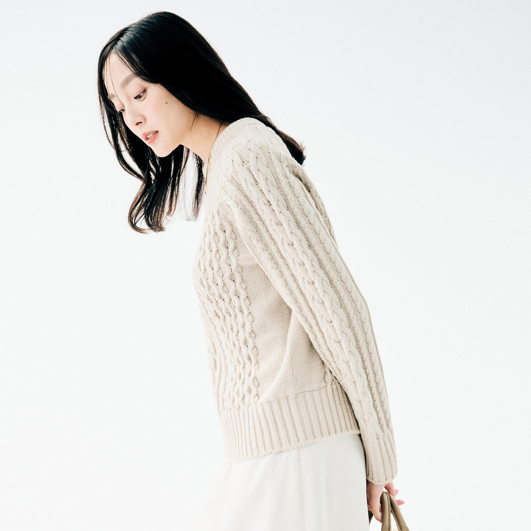 UNTITLED「【洗える】スポンディッシュ ケーブル柄ニット」|ニット・セーター|