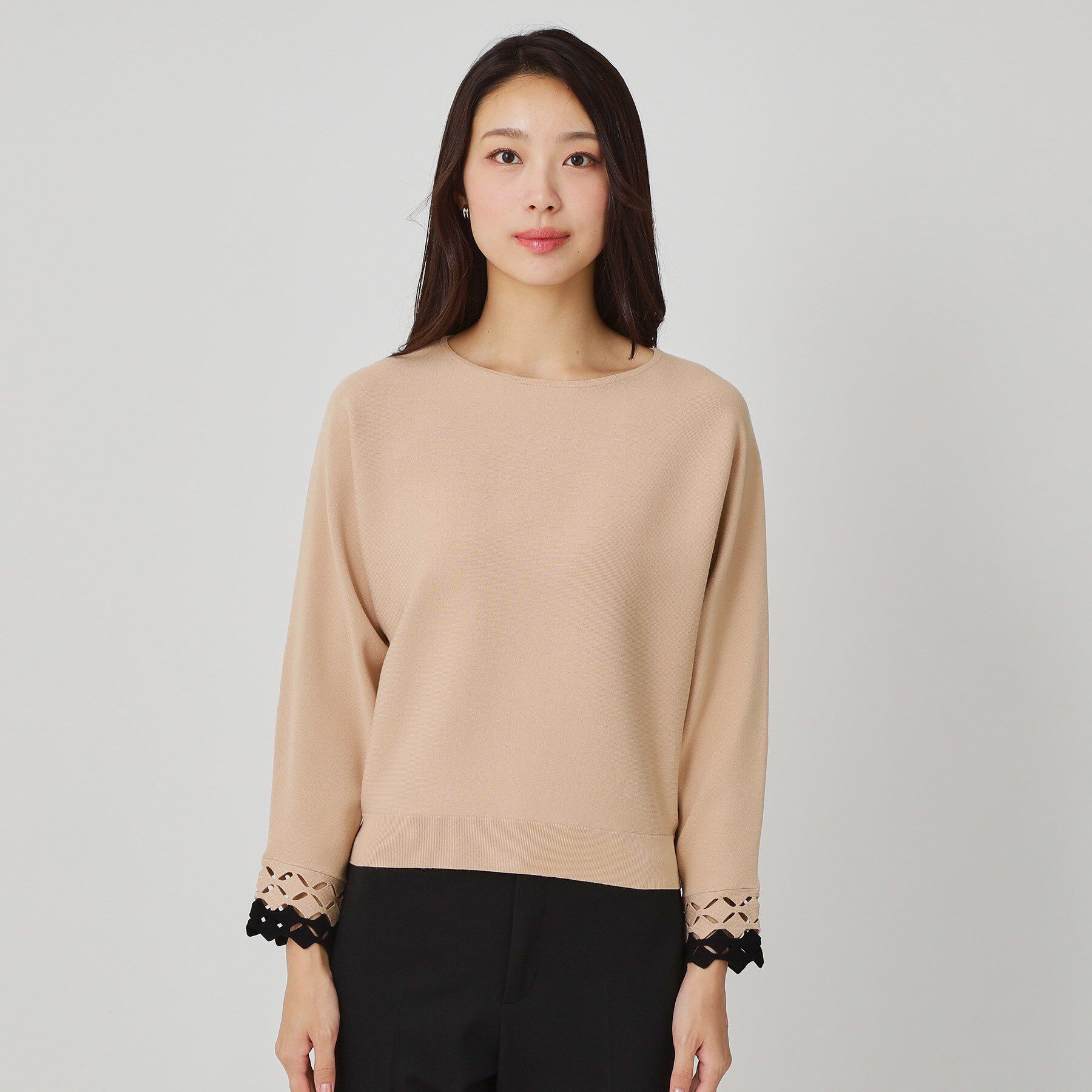 COUP DE CHANCE「【手洗い可】袖透かし柄ニットトップス」|ニット・セーター|