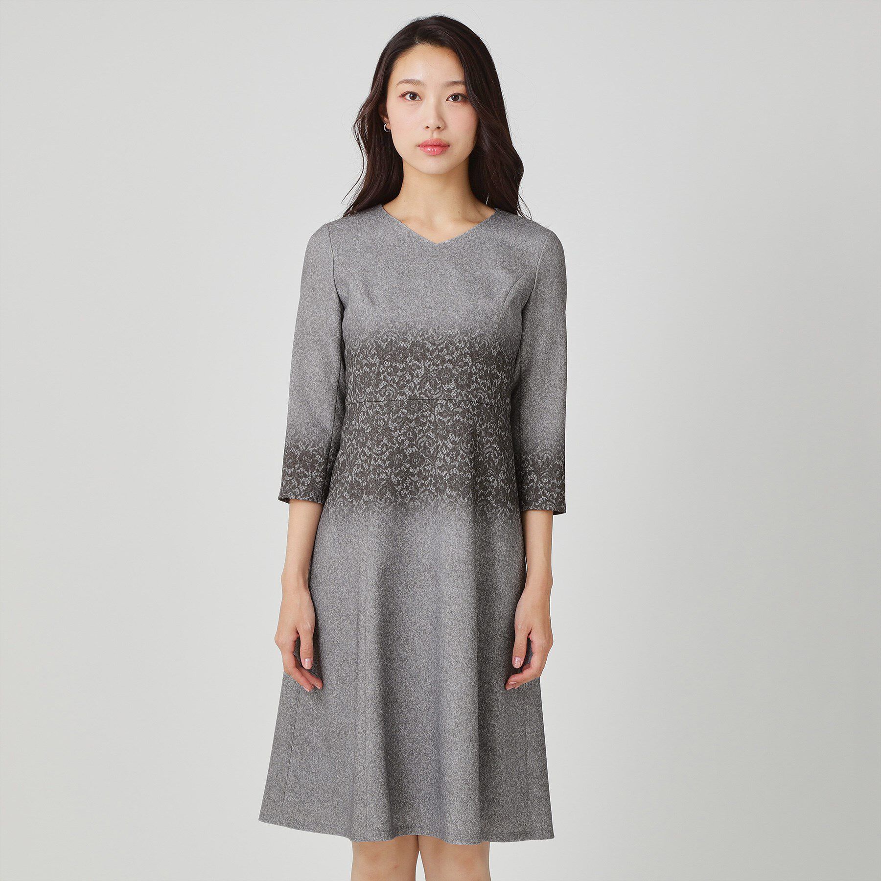 COUP DE CHANCE「【手洗い可／日本製】レース柄プリントワンピース」|ワンピース|