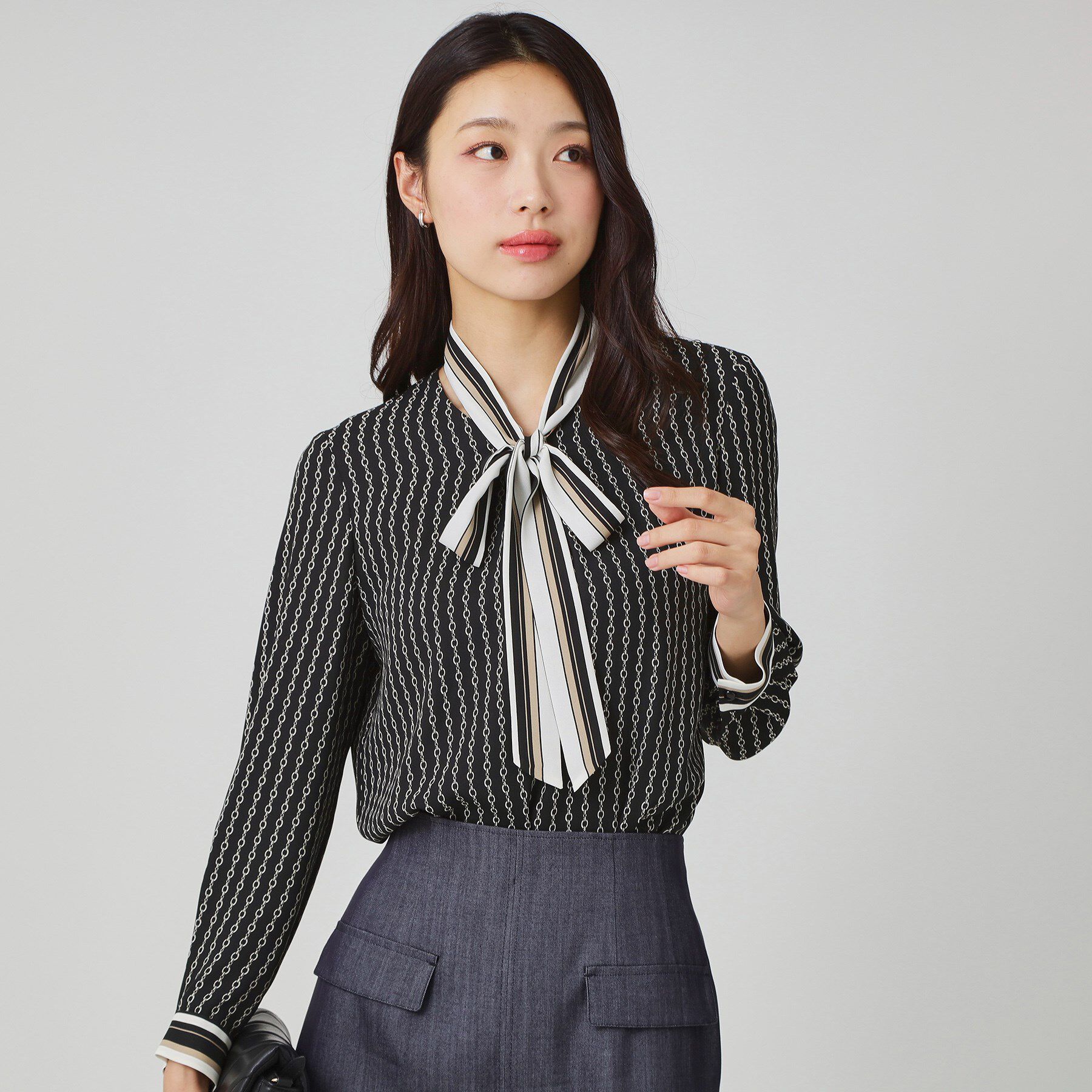 COUP DE CHANCE「【手洗い可／日本製】チェーン柄ブラウス」|シャツ・ブラウス|