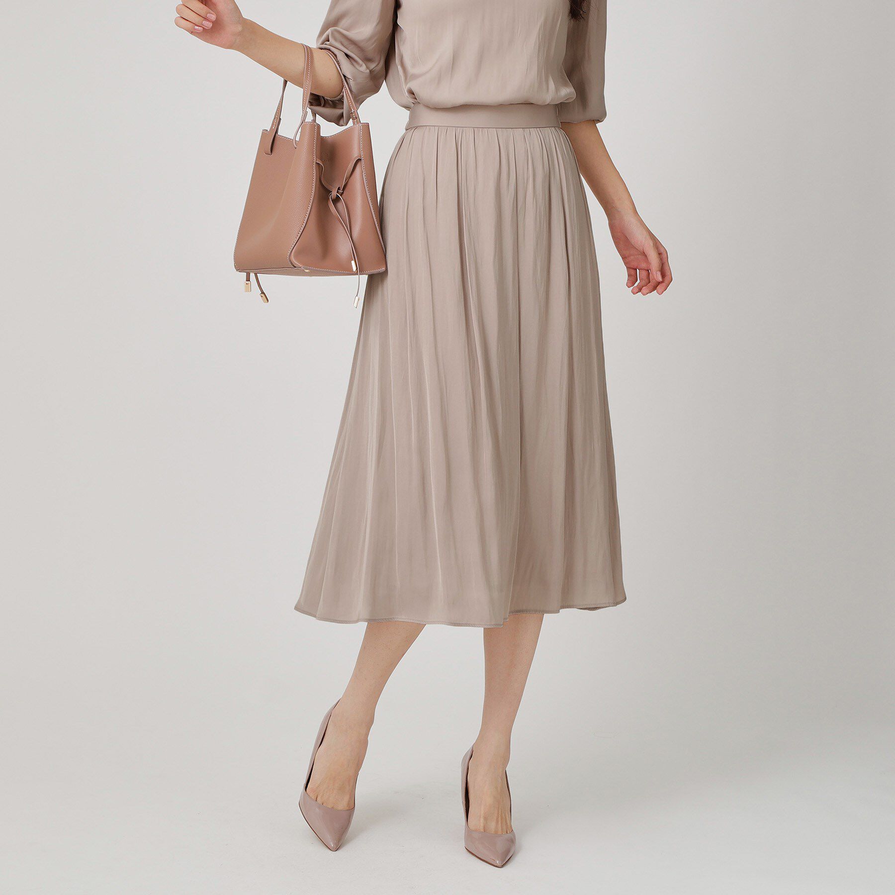 COUP DE CHANCE「【手洗い可／セットアップ可】エアリーなギャザースカート」|スカート|グレージュ(050)