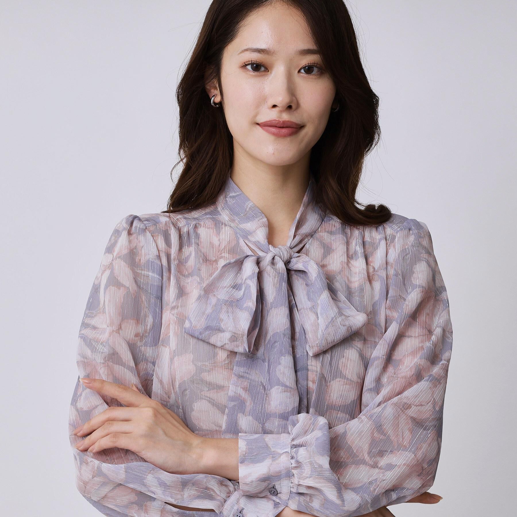 COUP DE CHANCE「【手洗い可／日本製】花柄ボウタイブラウス」|シャツ・ブラウス|