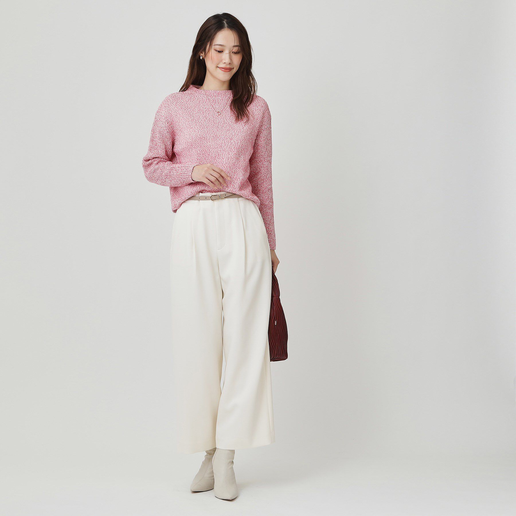 COUP DE CHANCE「【手洗い可／日本製／短め丈】編地変化のニットトップス」|ニット・セーター|