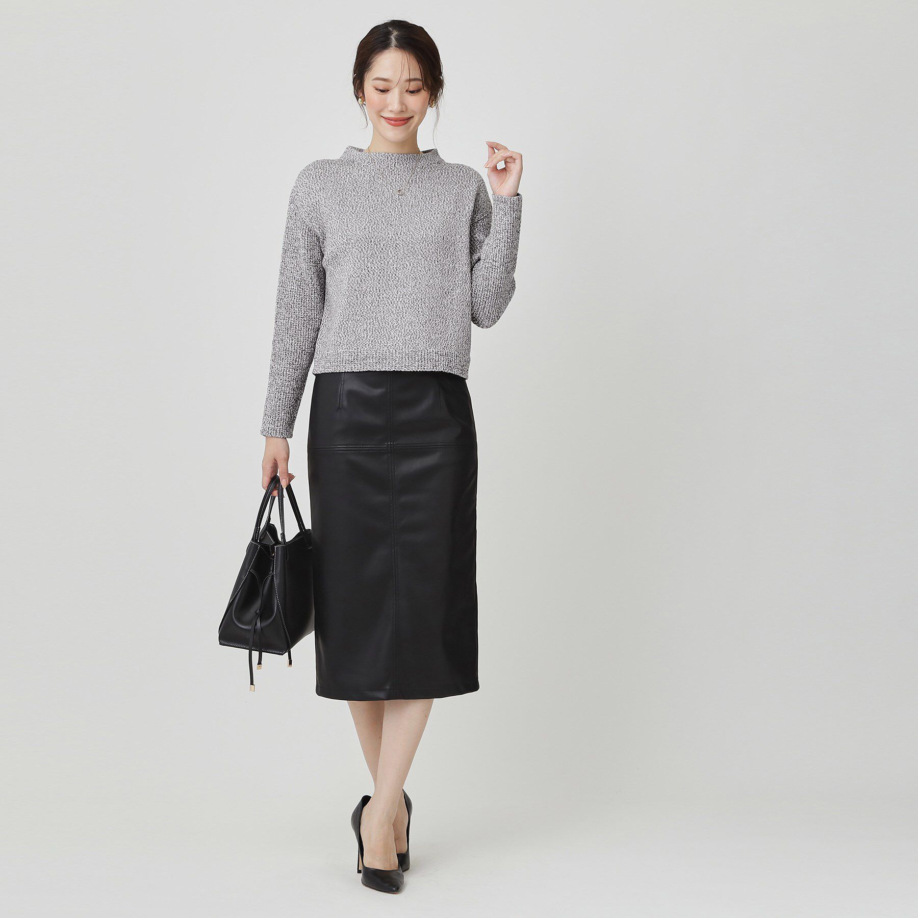 COUP DE CHANCE「【手洗い可／日本製／短め丈】編地変化のニットトップス」|ニット・セーター|