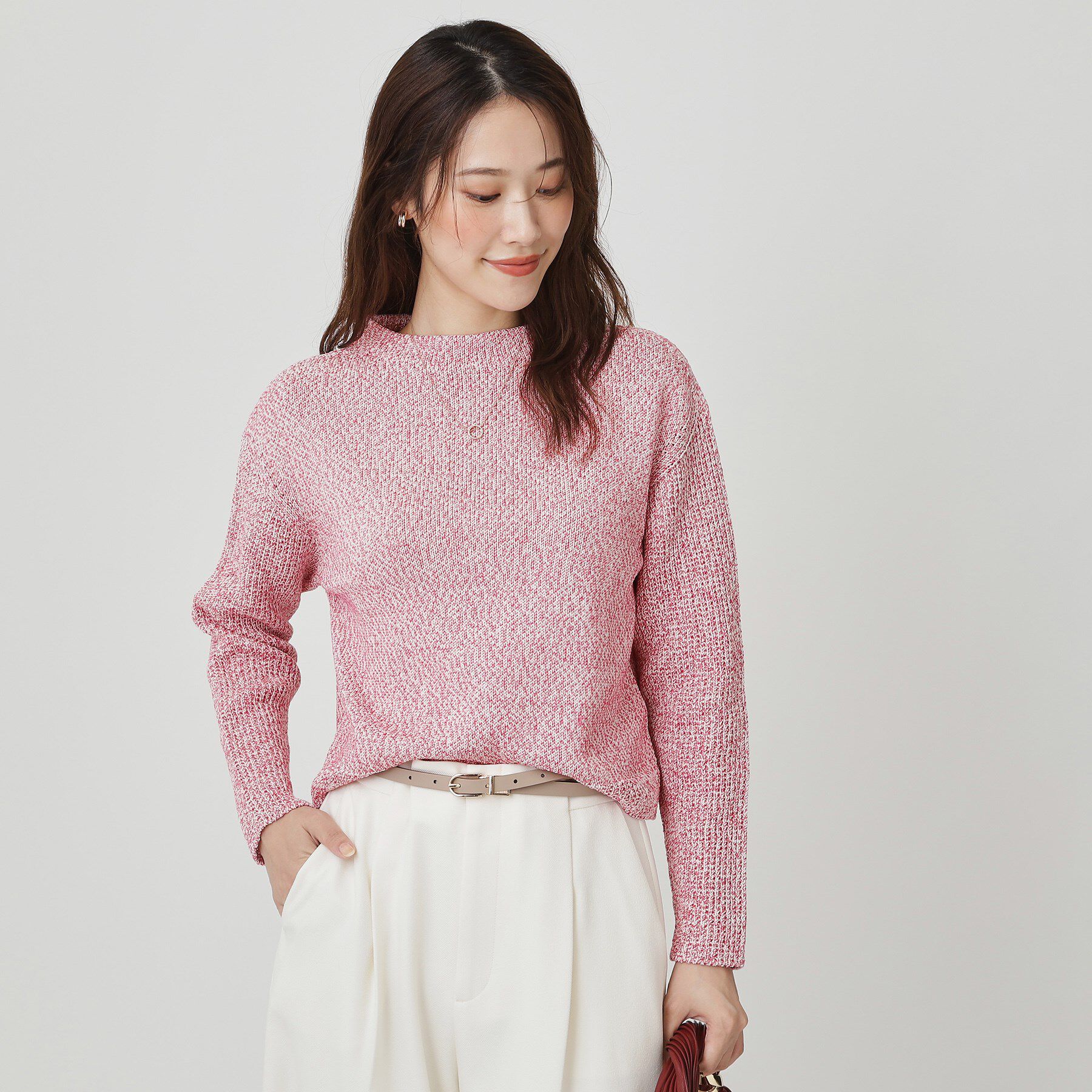 COUP DE CHANCE「【手洗い可／日本製／短め丈】編地変化のニットトップス」|ニット・セーター|