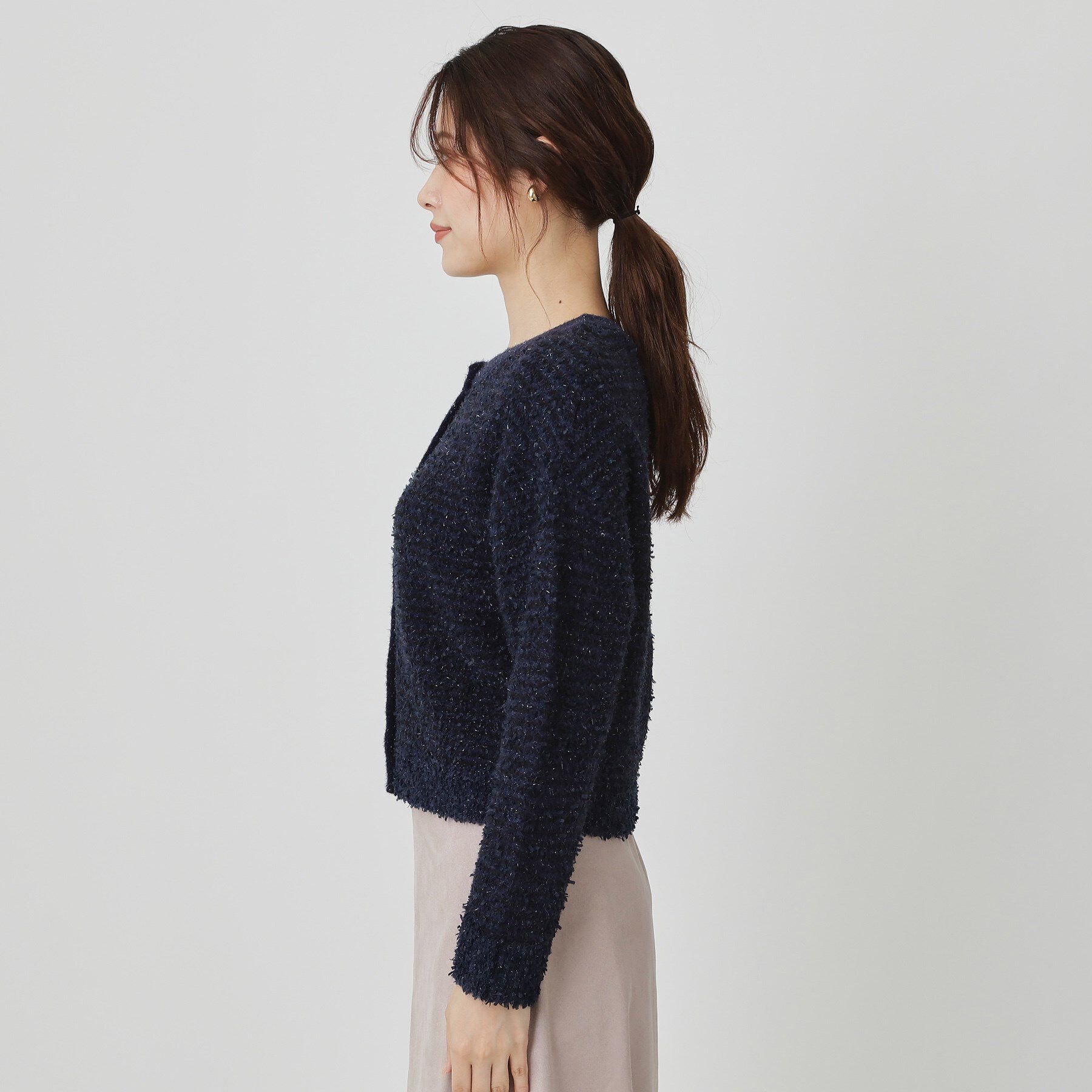 COUP DE CHANCE「【手洗い可】ラメフェザーのニットカーディガン」|カーディガン|