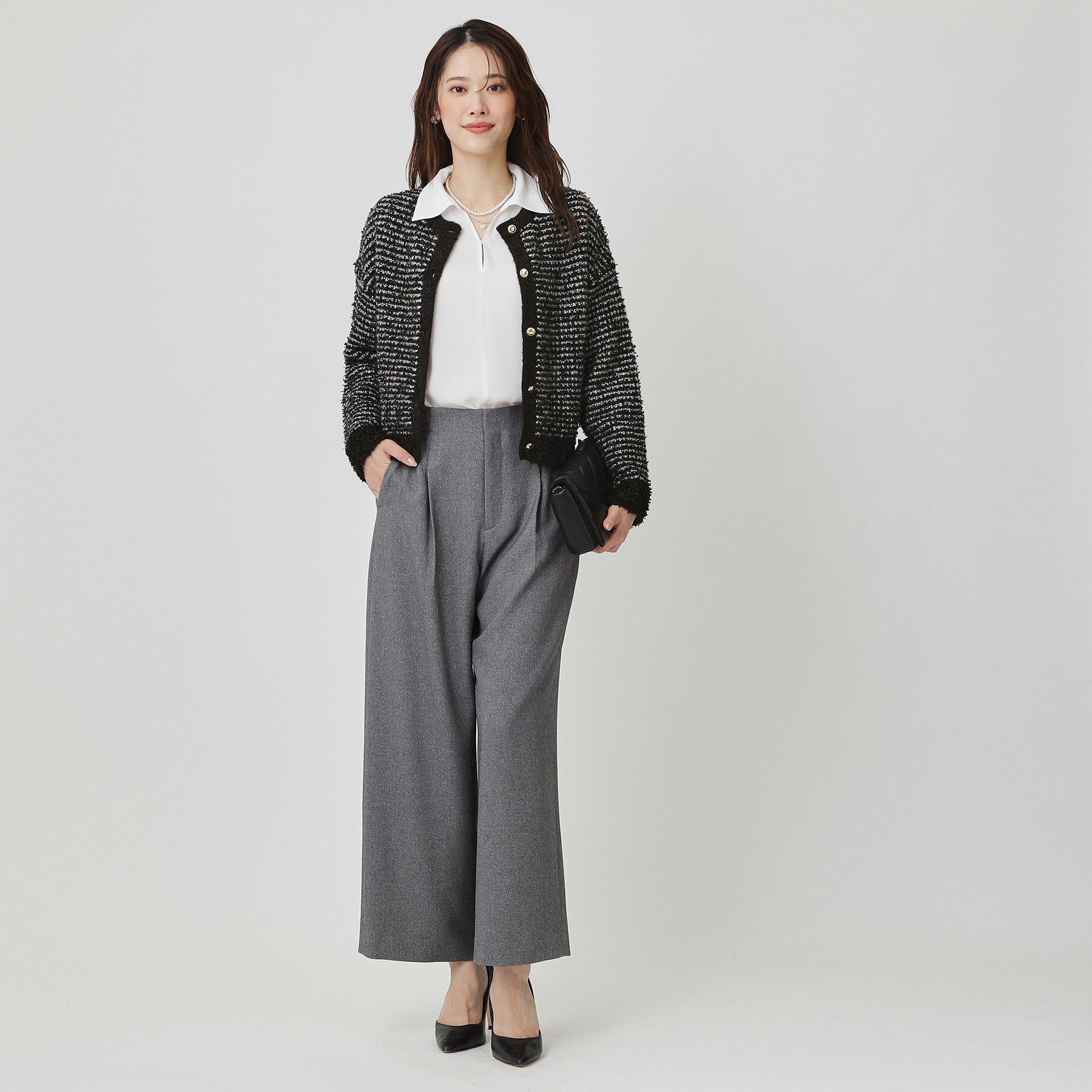 COUP DE CHANCE「【手洗い可】ラメフェザーのニットカーディガン」|カーディガン|