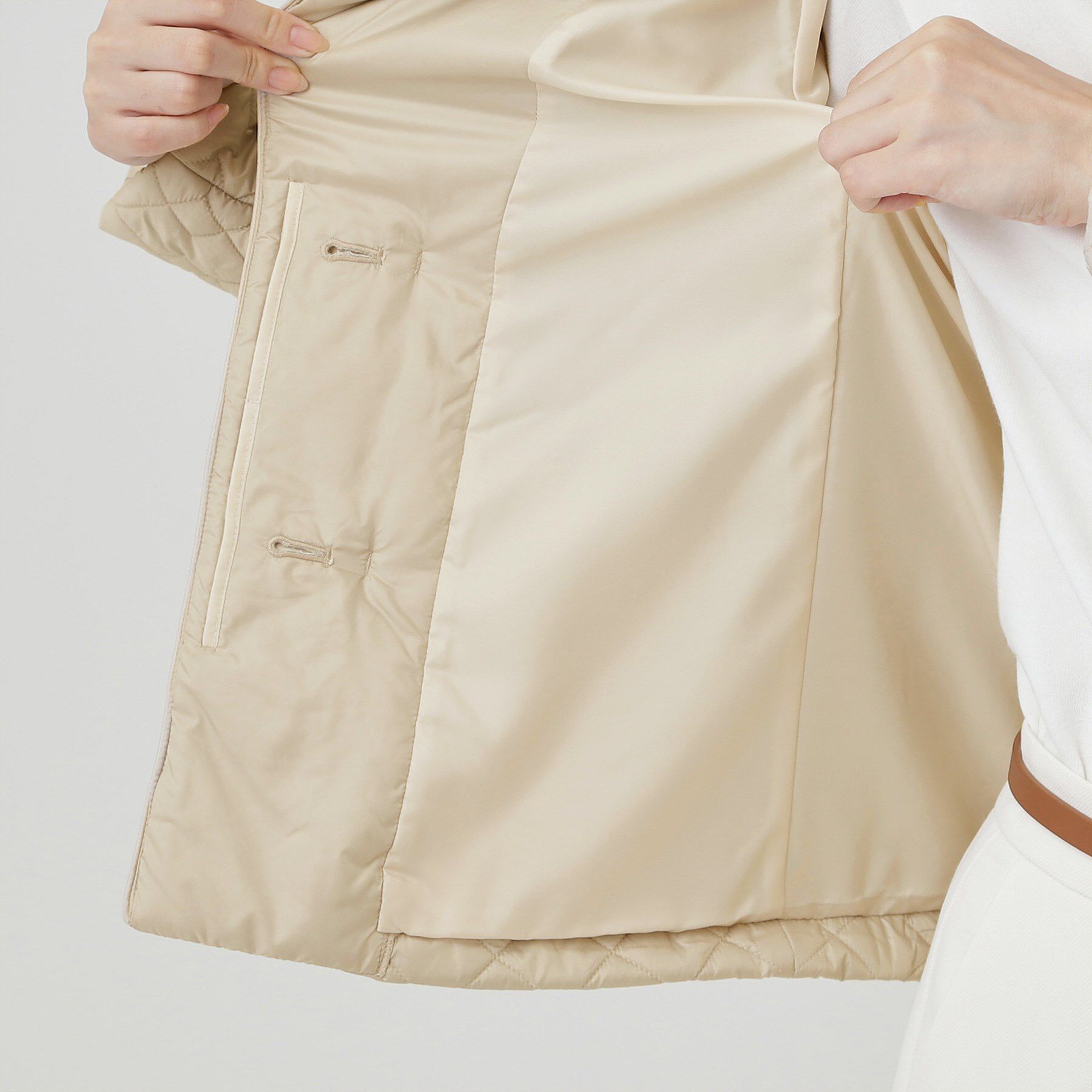 COUP DE CHANCE「【軽い着心地】中綿キルトジャケット」|ノーカラージャケット|