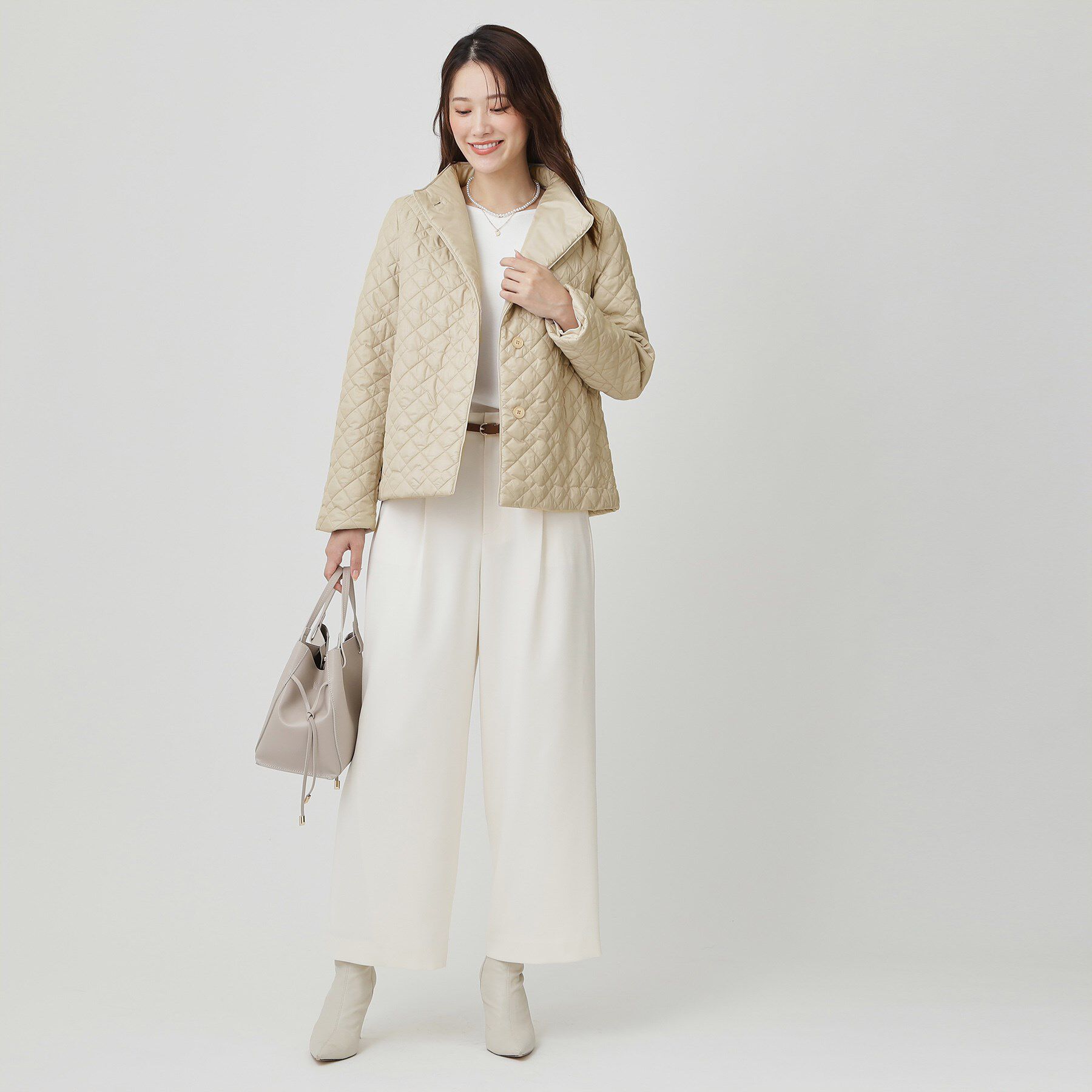 COUP DE CHANCE「【軽い着心地】中綿キルトジャケット」|ノーカラージャケット|