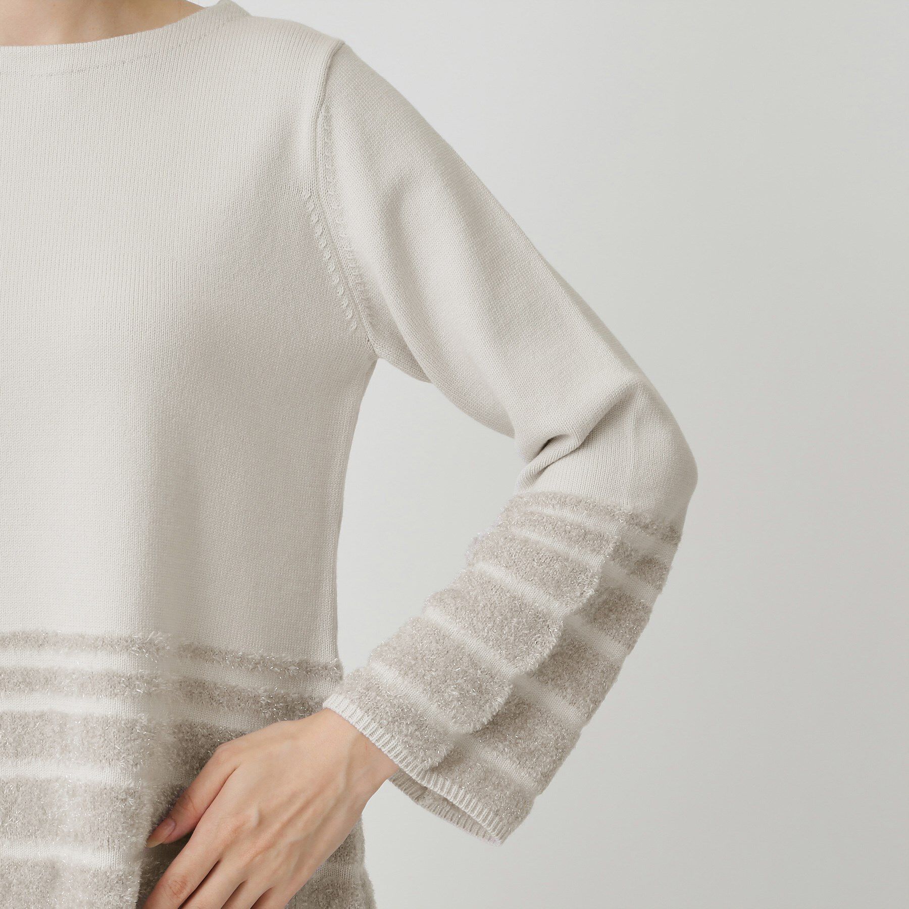 COUP DE CHANCE「【手洗い可】ラメフェザーデザイン ニットトップス」|ニット・セーター|