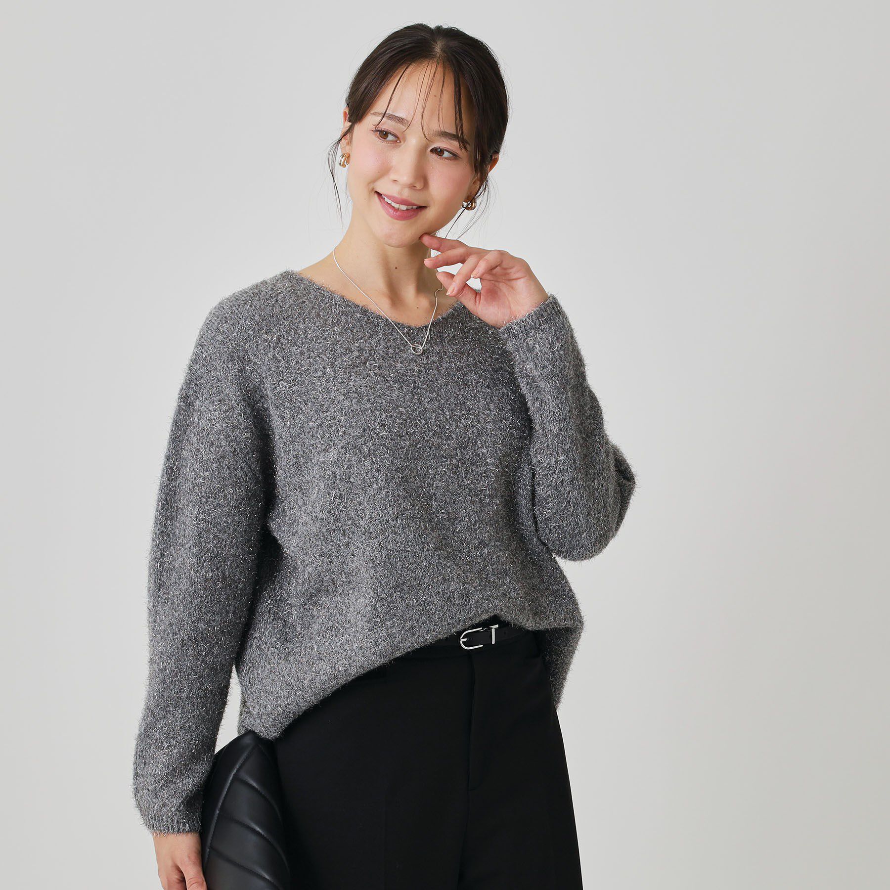 COUP DE CHANCE「【手洗い可】フェザーラメニットトップス」|ニット・セーター|