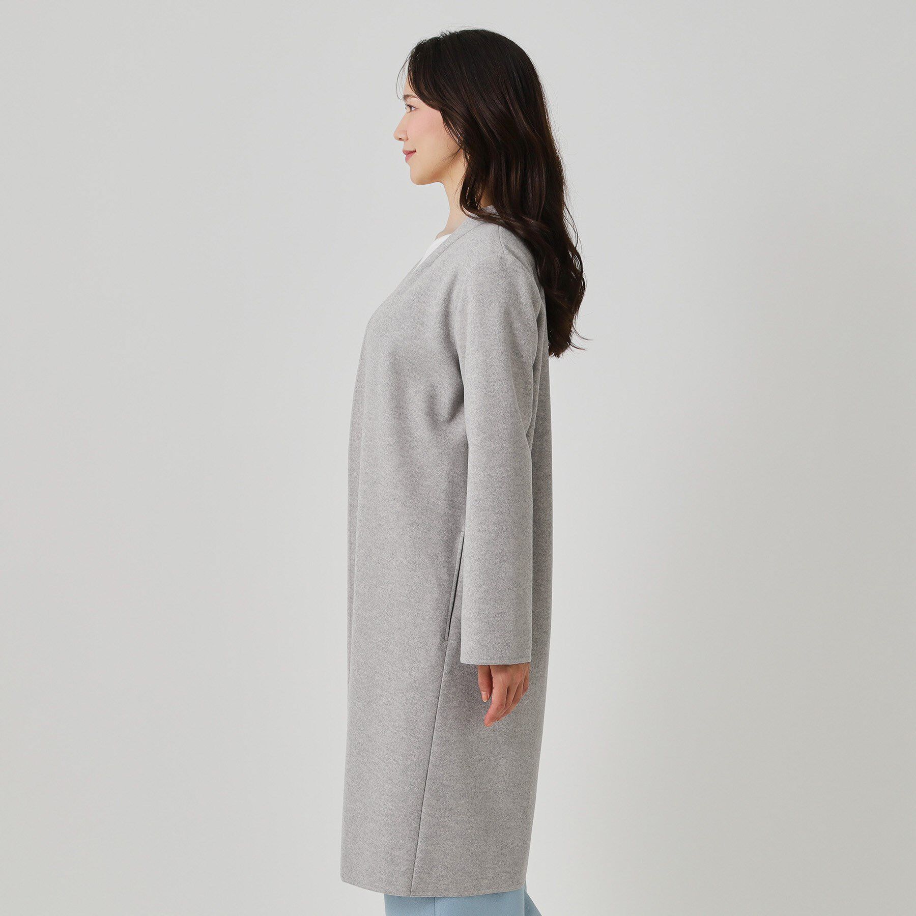 COUP DE CHANCE「【日本製／軽量】Iラインシルエットのコーディガン」|ノーカラーコート|