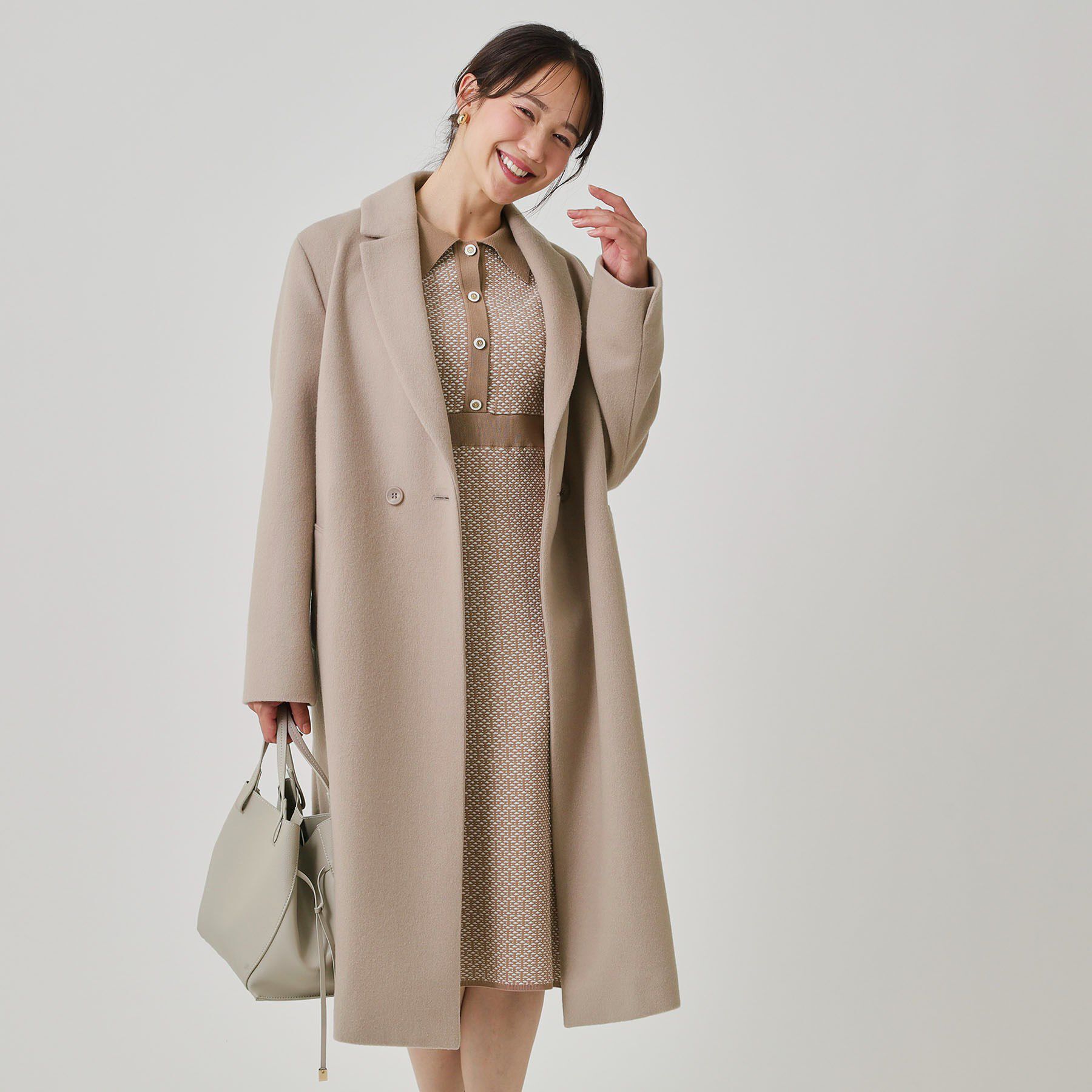 COUP DE CHANCE「【手洗い可】衿付きニットジャカード編みワンピース」|ワンピース|