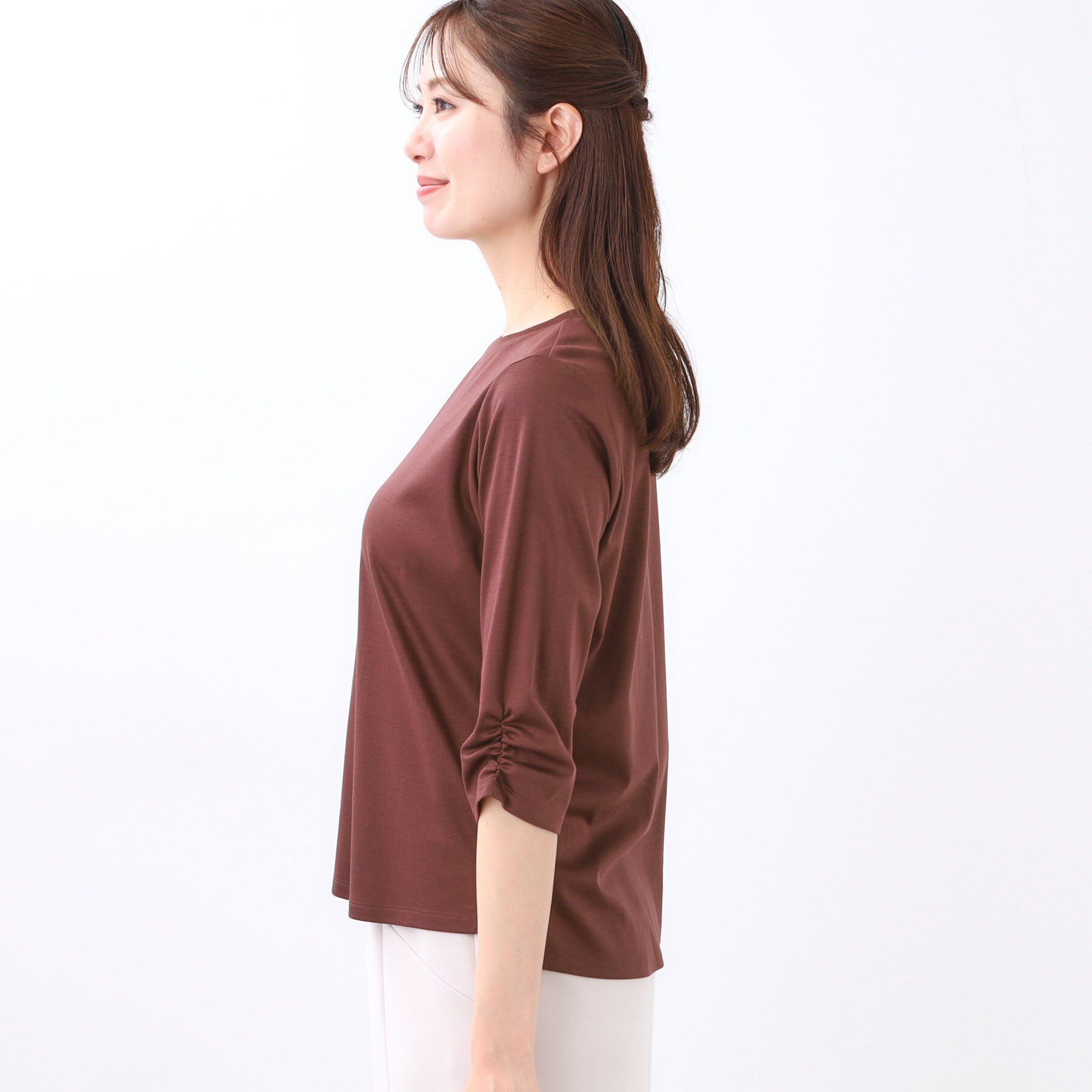 Reflect「【アウターを着てもすっきり／手洗い可／インナーにおすすめ◎】六分袖プルオーバージャージ」|Tシャツ・カットソー|