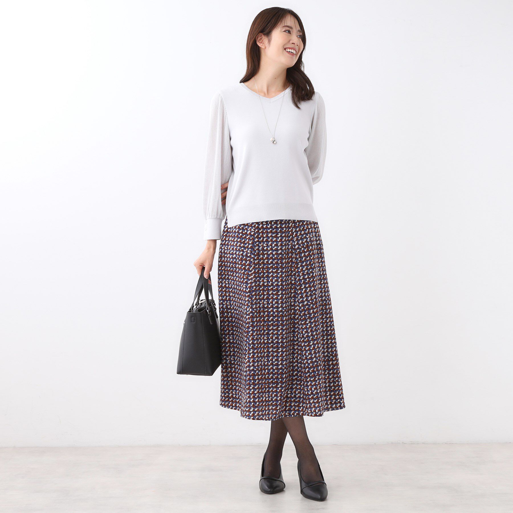 Reflect「【秋映え◎】Vネック&times;メッシュスリーブニット」|ニット・セーター|