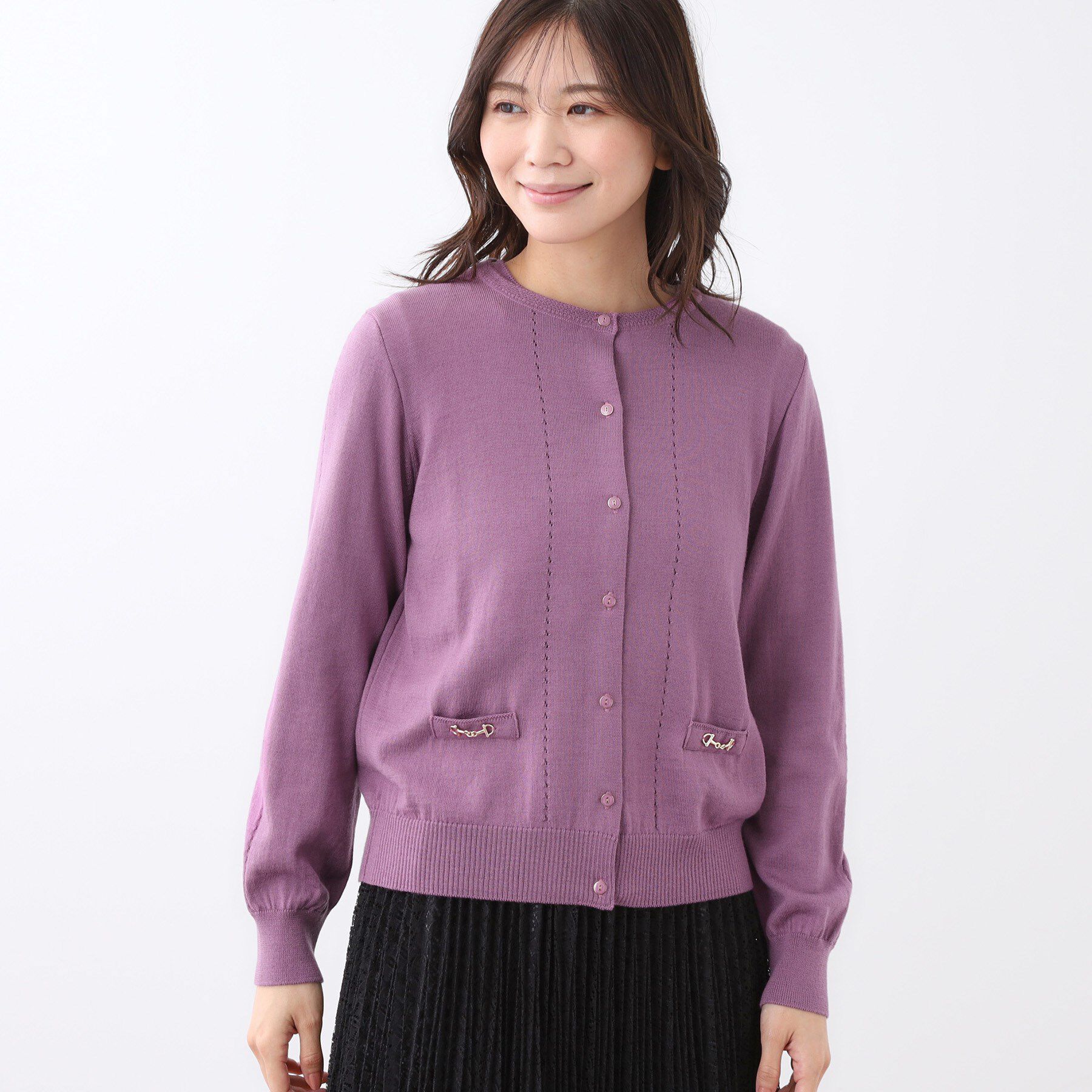 Reflect「【WEB先行カラーあり／軽い羽織に◎／アンサンブル可】透かし柄カーディガン」|カーディガン|