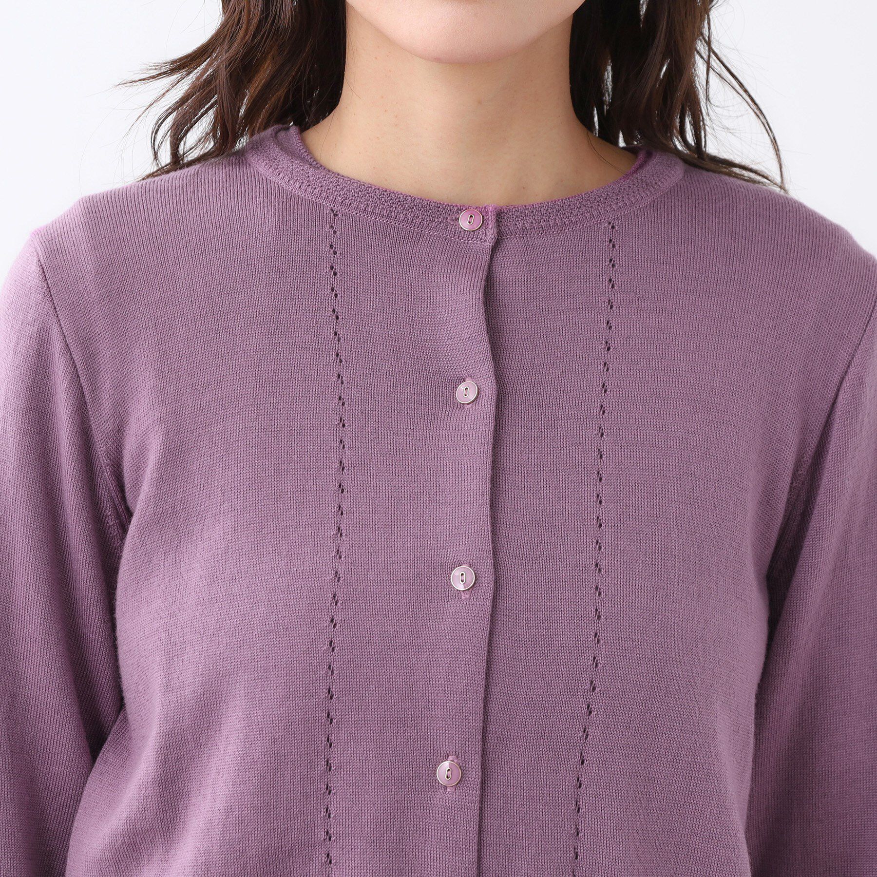 Reflect「【WEB先行カラーあり／軽い羽織に◎／アンサンブル可】透かし柄カーディガン」|カーディガン|