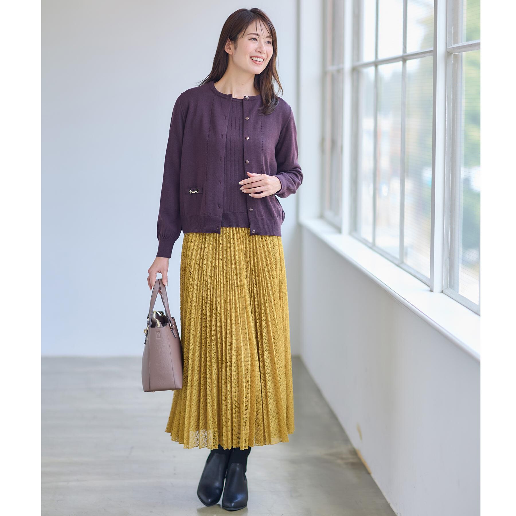 Reflect「【WEB先行カラーあり／軽い羽織に◎／アンサンブル可】透かし柄カーディガン」|カーディガン|