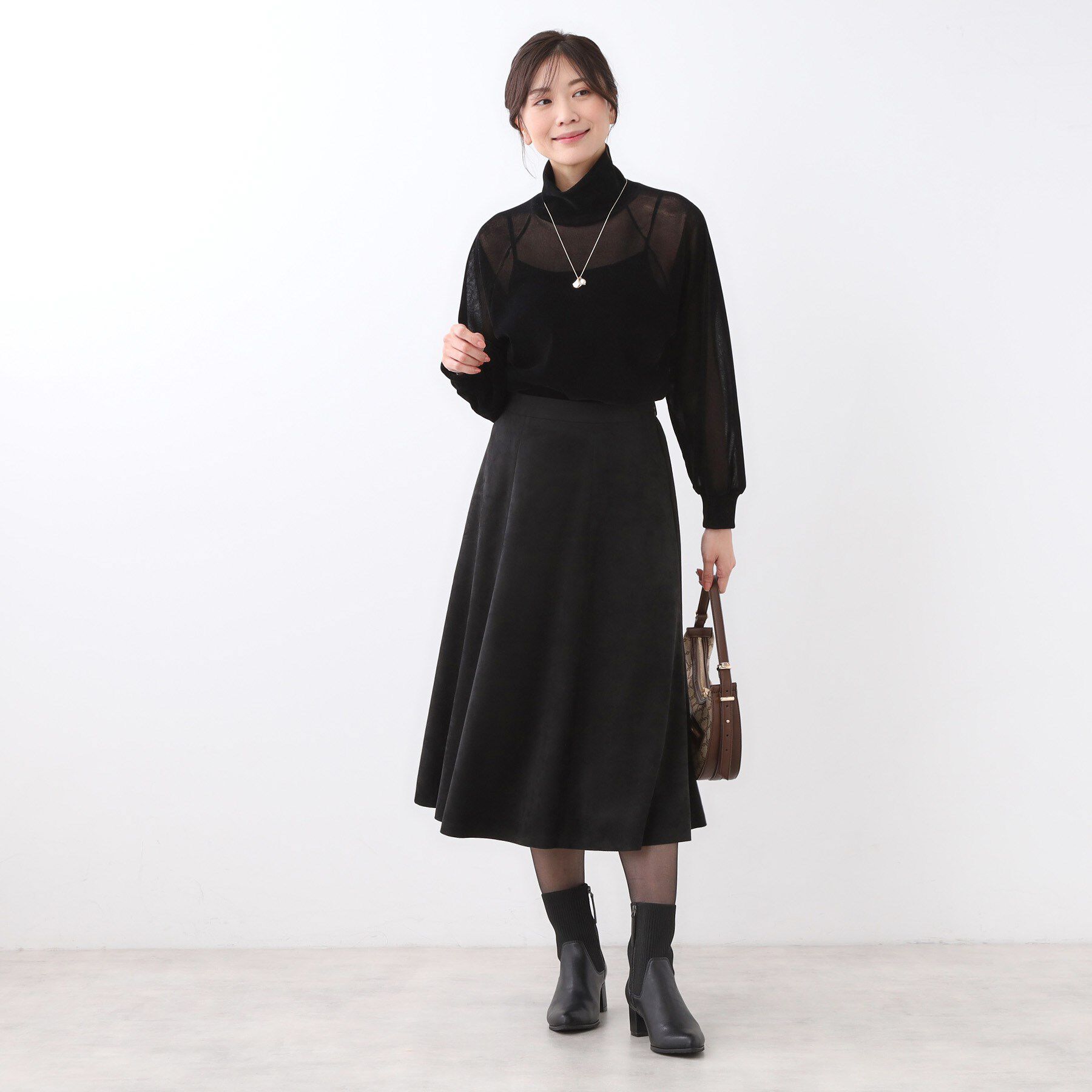 Reflect「【ジャケット合わせにぴったり◎】スエードライクフレアスカート」|スカート|