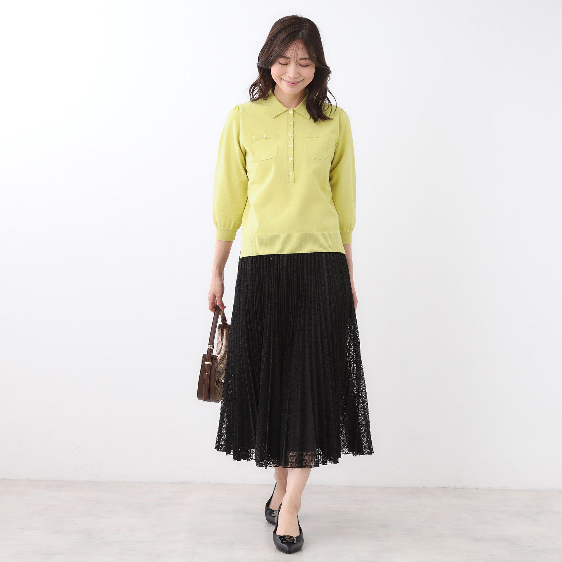 Reflect「【透けにくい◎】衿付き七分袖ニット」|ニット・セーター|