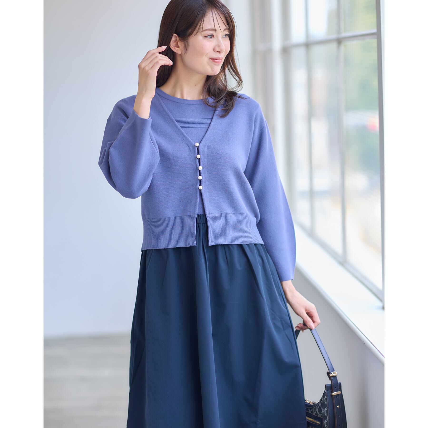 Reflect「【軽い羽織に◎／セットアップ可】パール調ボタン付きカーディガン」|カーディガン|