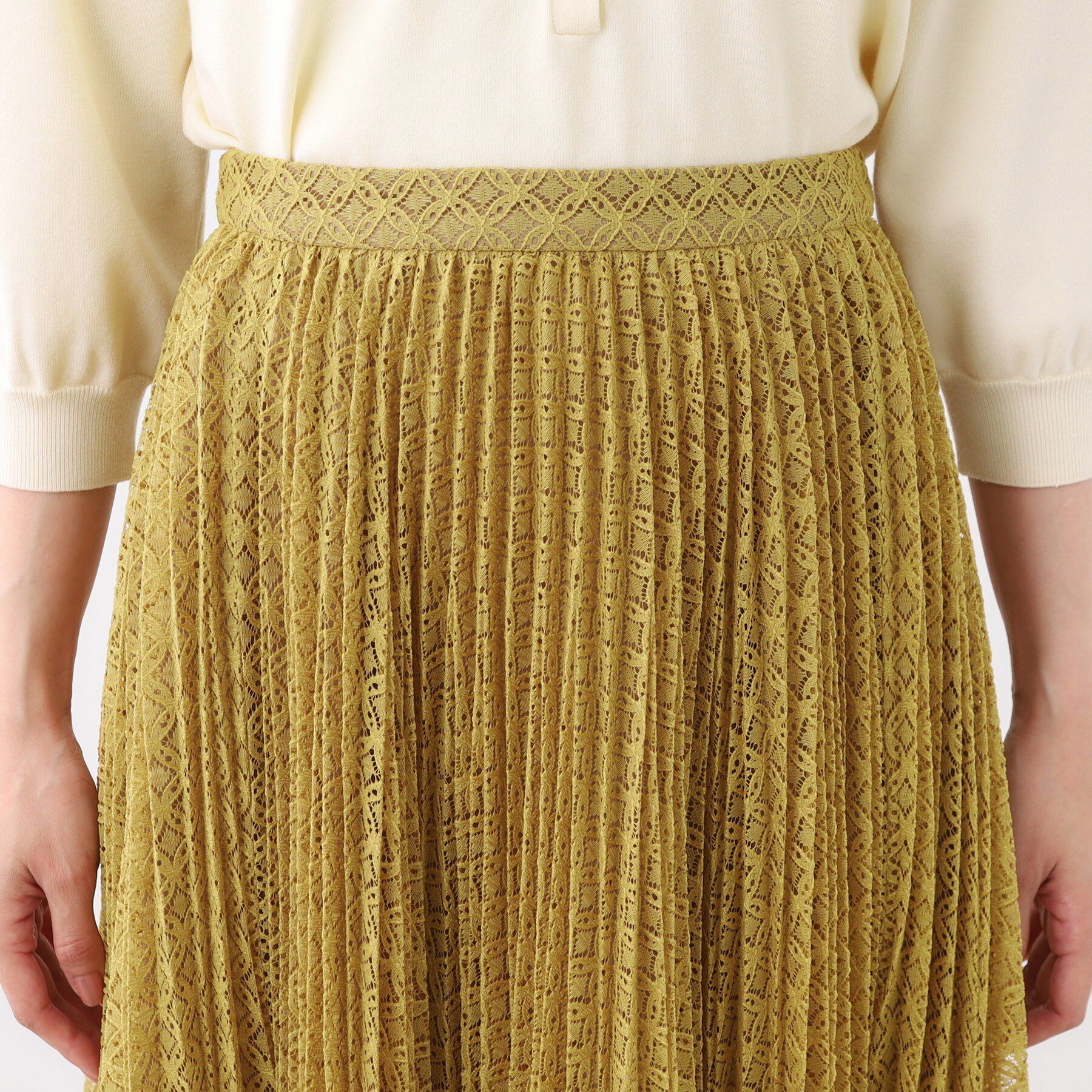 Reflect「【イージーケア】サークルダイヤ柄レースプリーツスカート」|スカート|