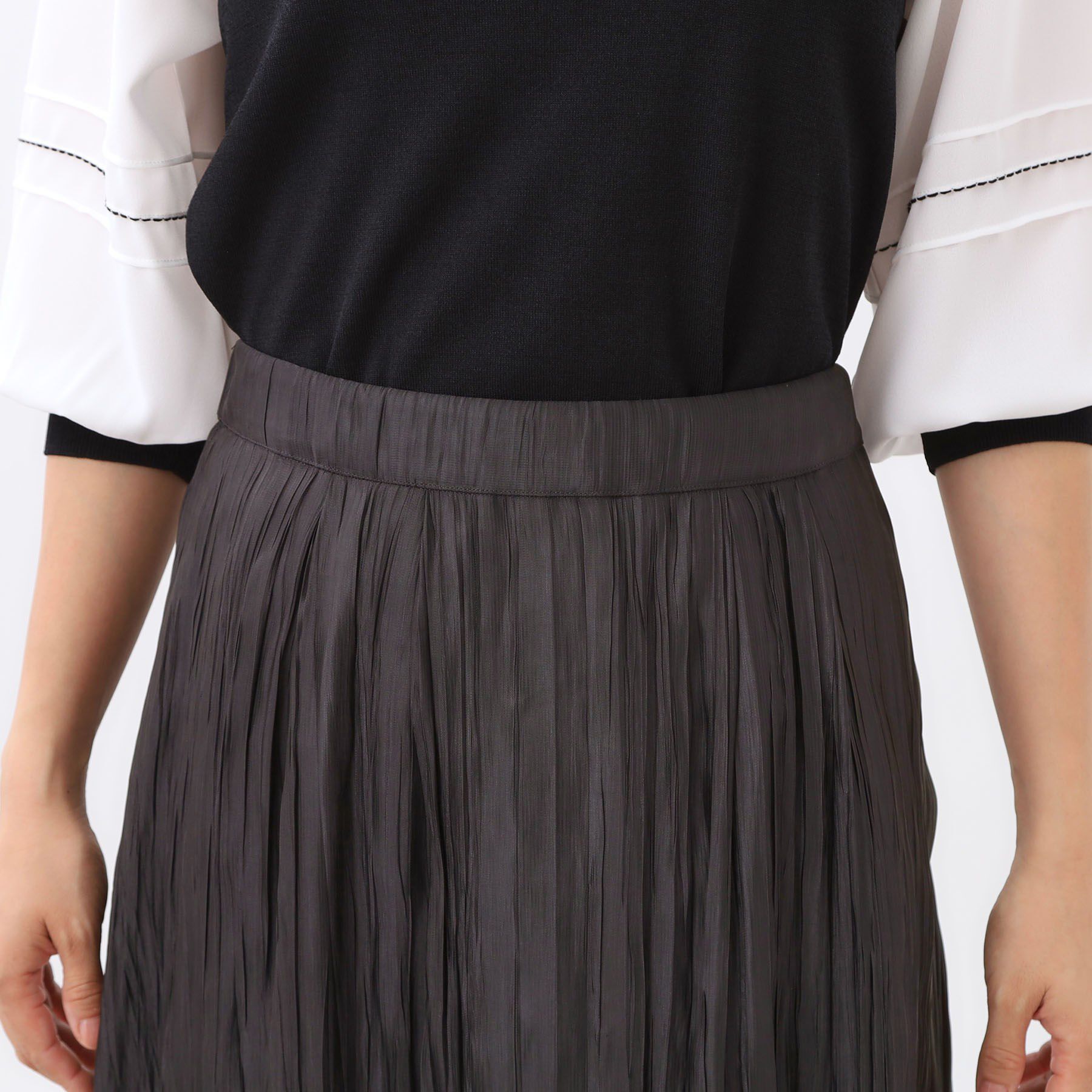 Reflect「【秋映え／華やかな揺れ感】ワッシャー加工タックフレアロングスカート」|スカート|