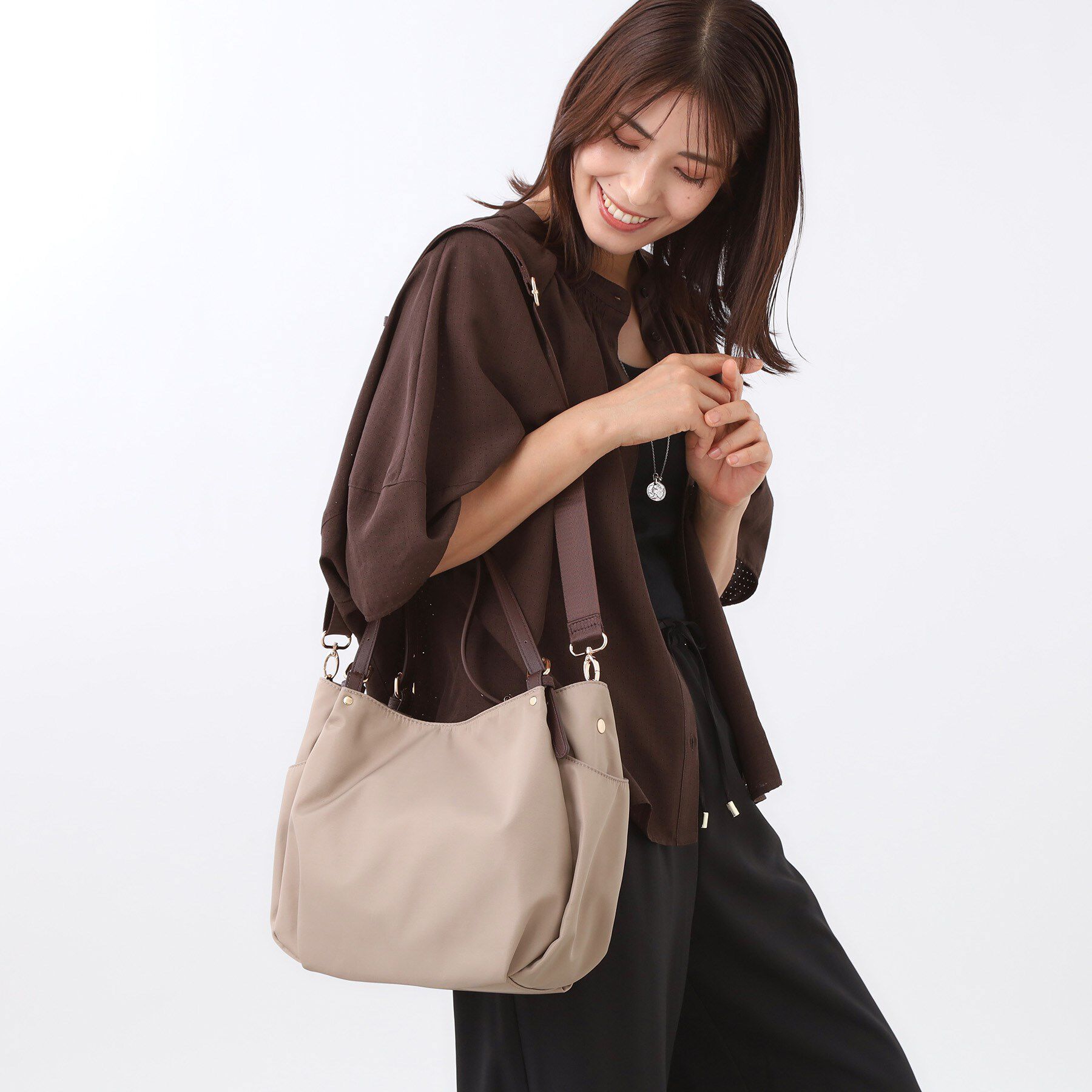 Reflect「【しっかり収納／小旅行に◎／インナーバッグ入り／ショルダー付き】3WAYデザインバッグ」|ショルダー・メッセンジャー|