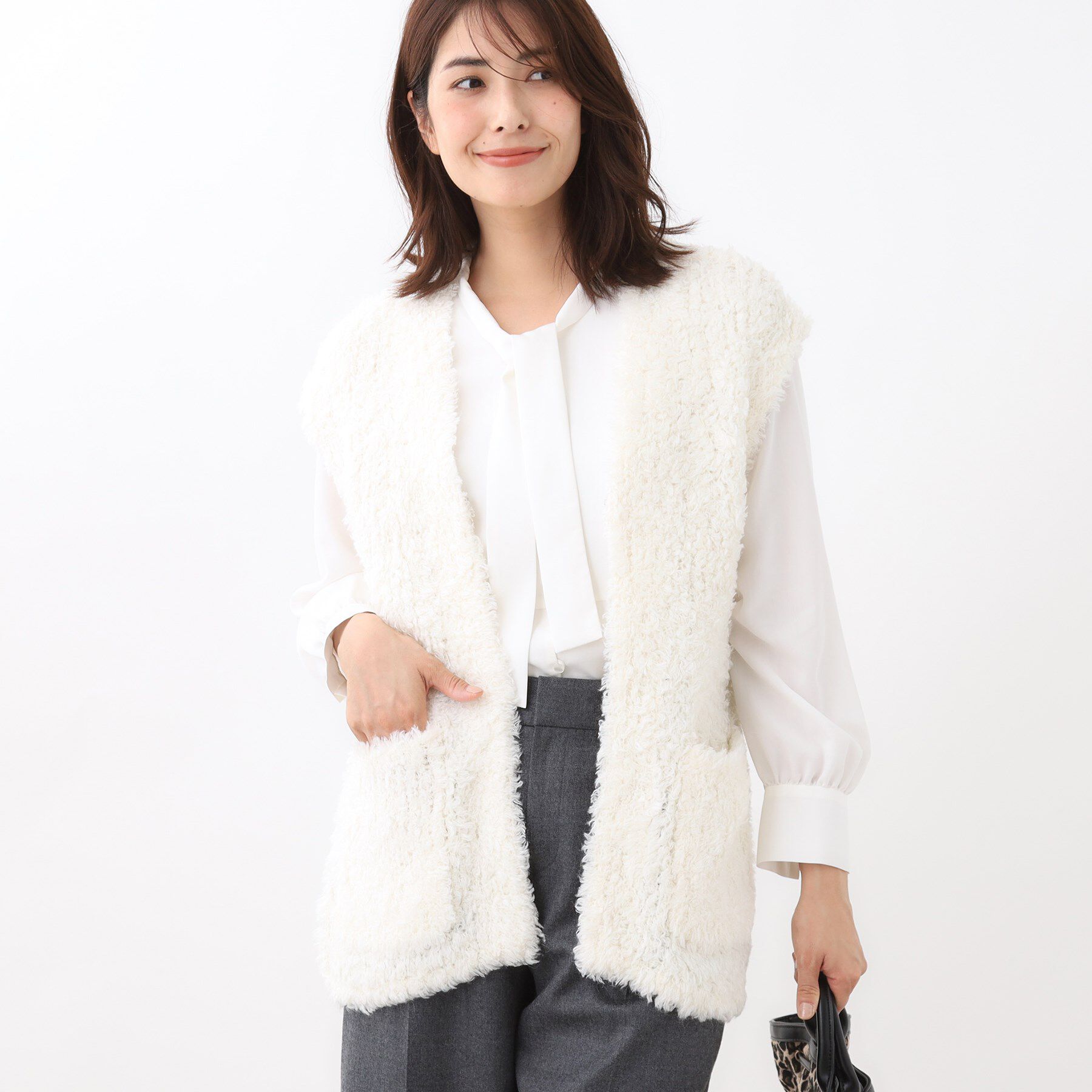 Reflect「【秋映え／ふんわり軽い／ゆったりシルエット】ファンシーヤーンベスト」|ベスト・ジレ|