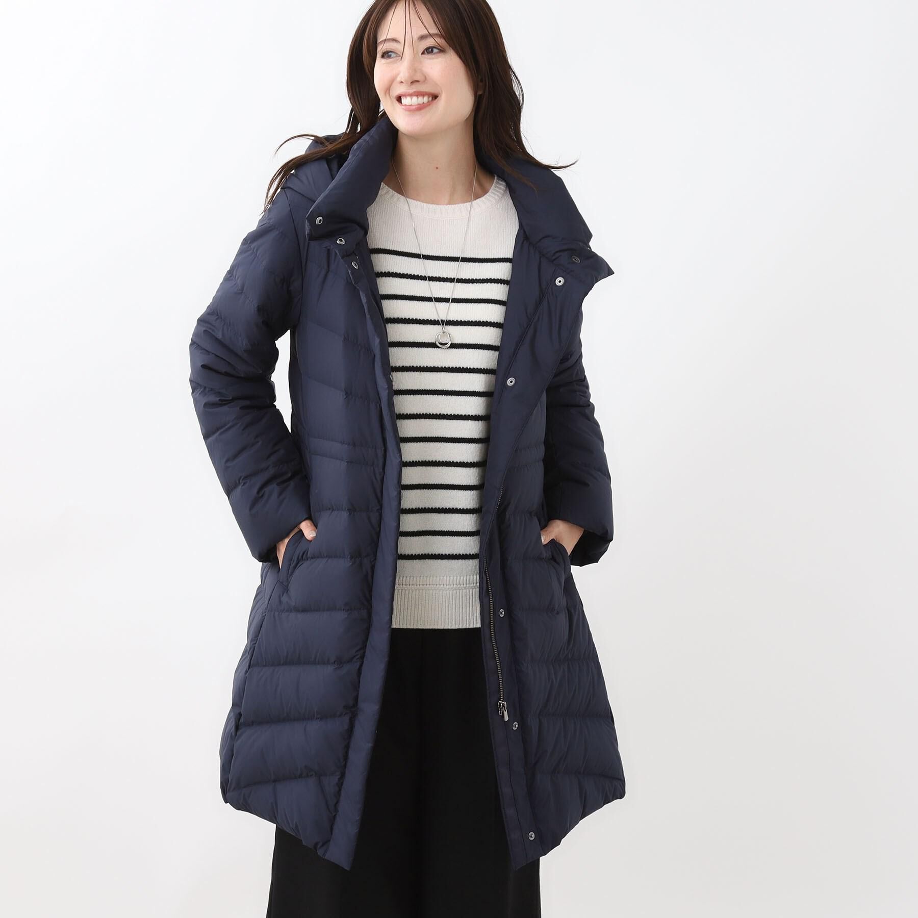 Reflect「【定番人気／ウエスト調整可】フーデッドロングダウンコート」|ダウン|