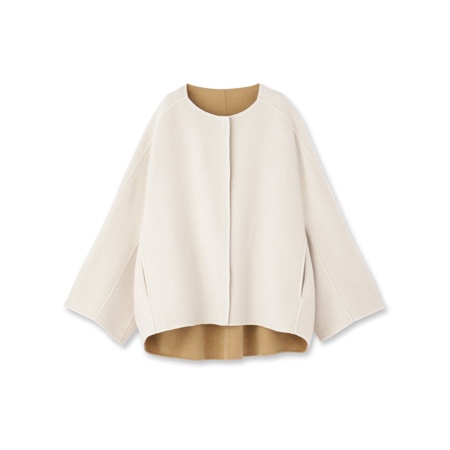 Reflect「リバー仕立てショートコート」|ノーカラーコート|