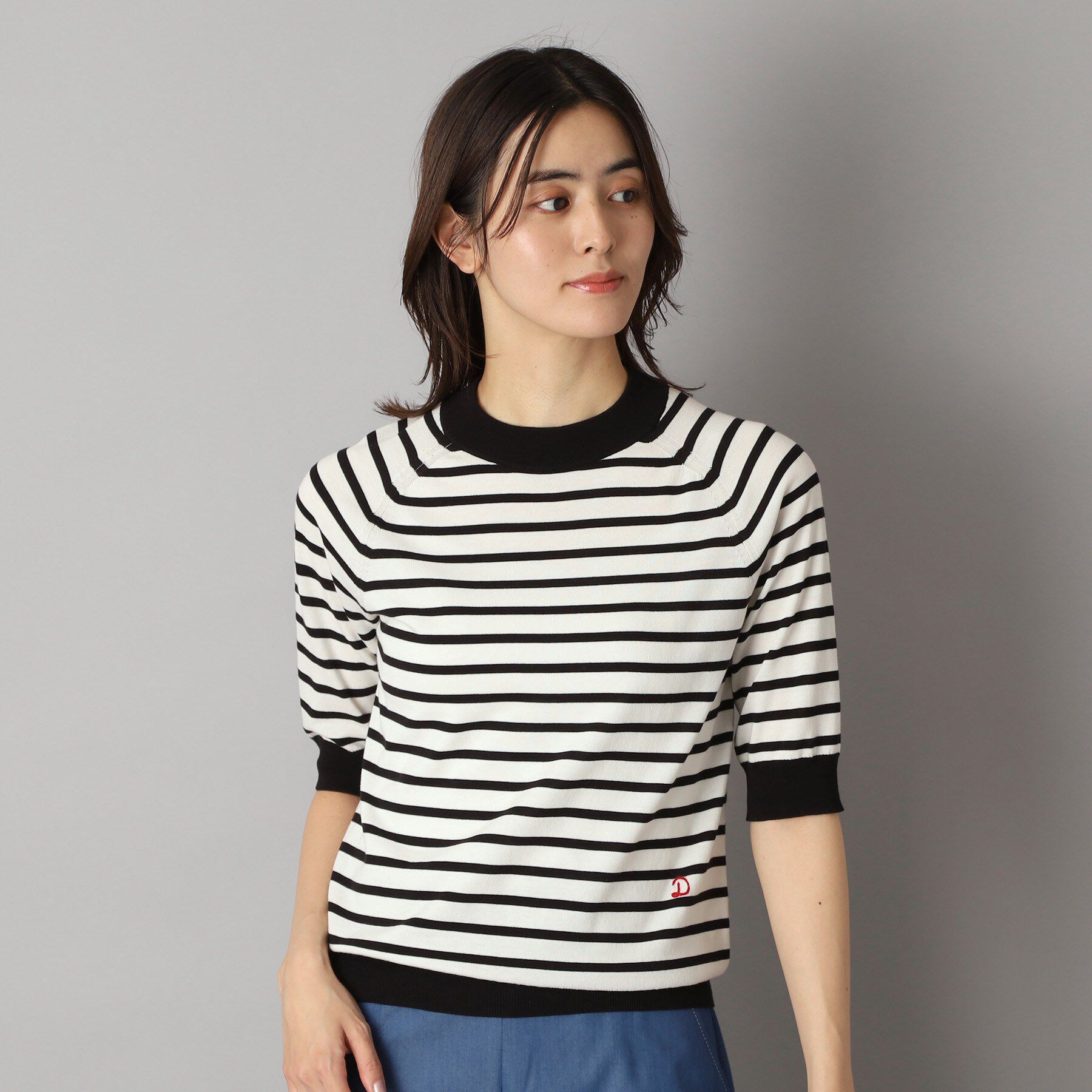 DRESSTERIOR「【洗える】マルチボーダーハーフスリーブニット」|ニット・セーター|