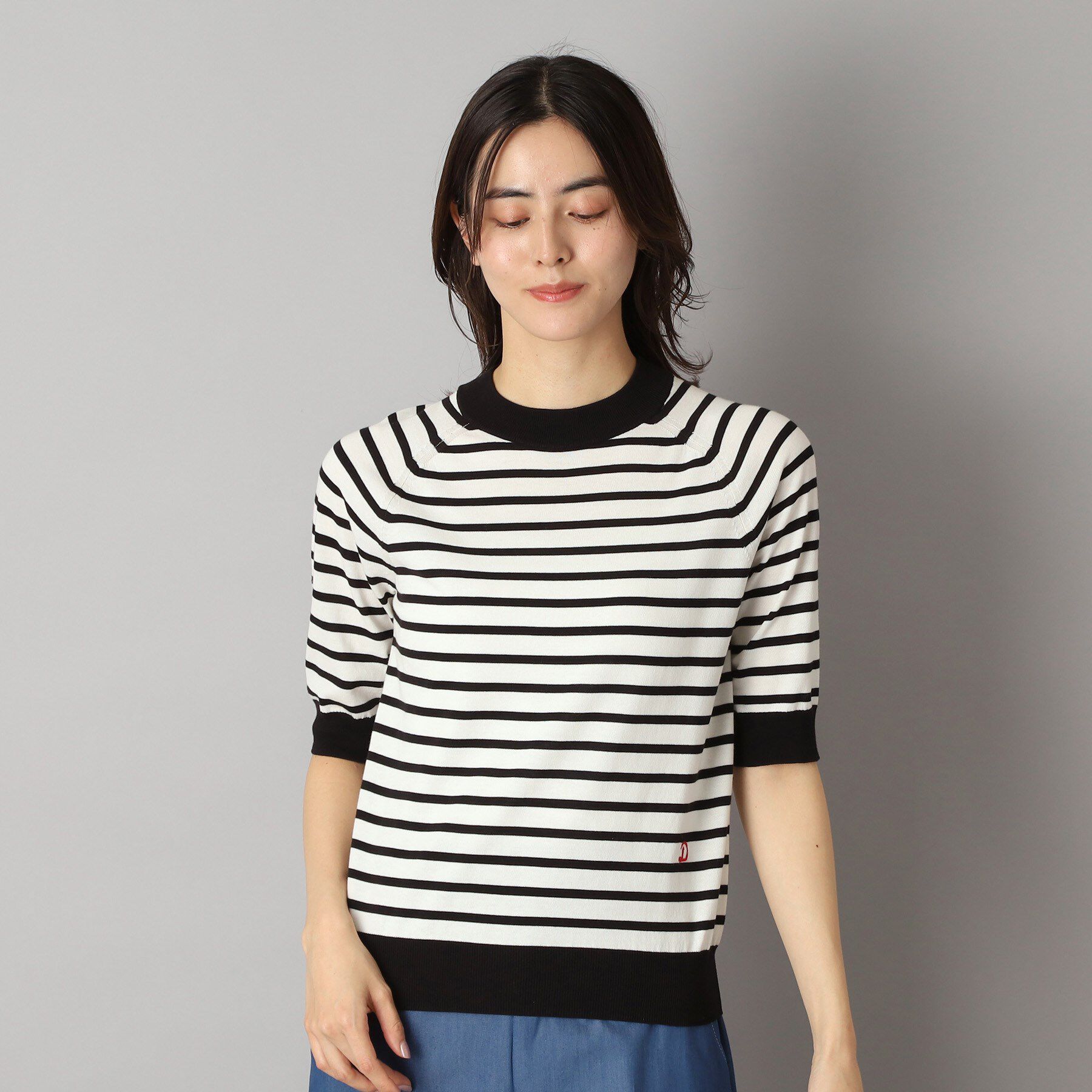 DRESSTERIOR「【洗える】マルチボーダーハーフスリーブニット」|ニット・セーター|