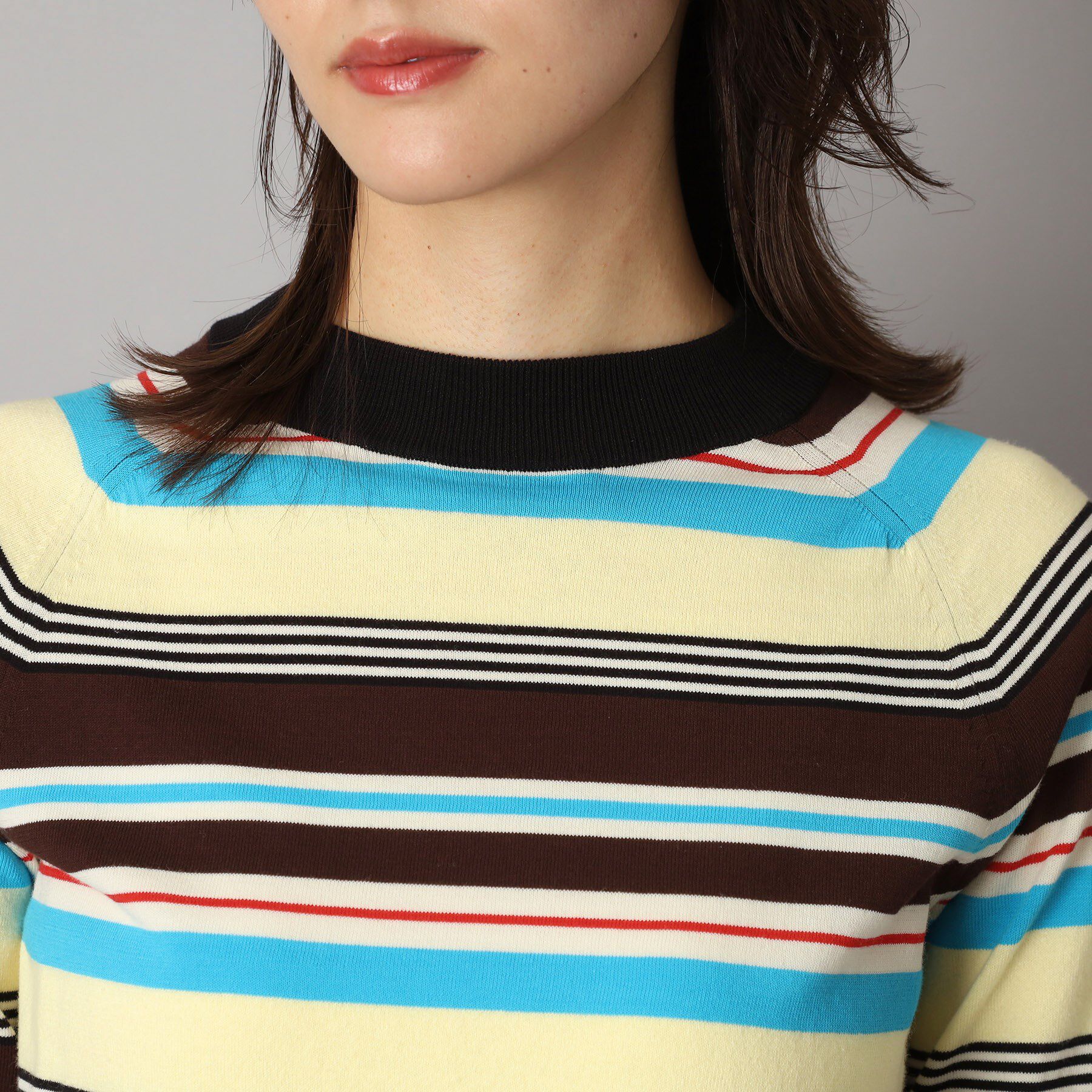 DRESSTERIOR「【洗える】マルチボーダーハーフスリーブニット」|ニット・セーター|