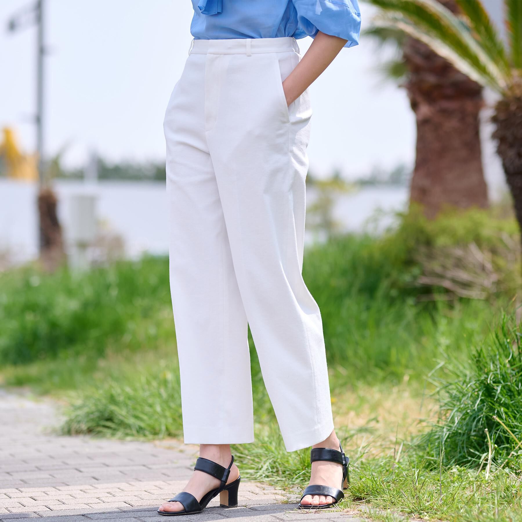 DRESSTERIOR「【洗える/吸水速乾/接触冷感/UVカット】リネンミックスストレッチワイドパンツ」|その他|