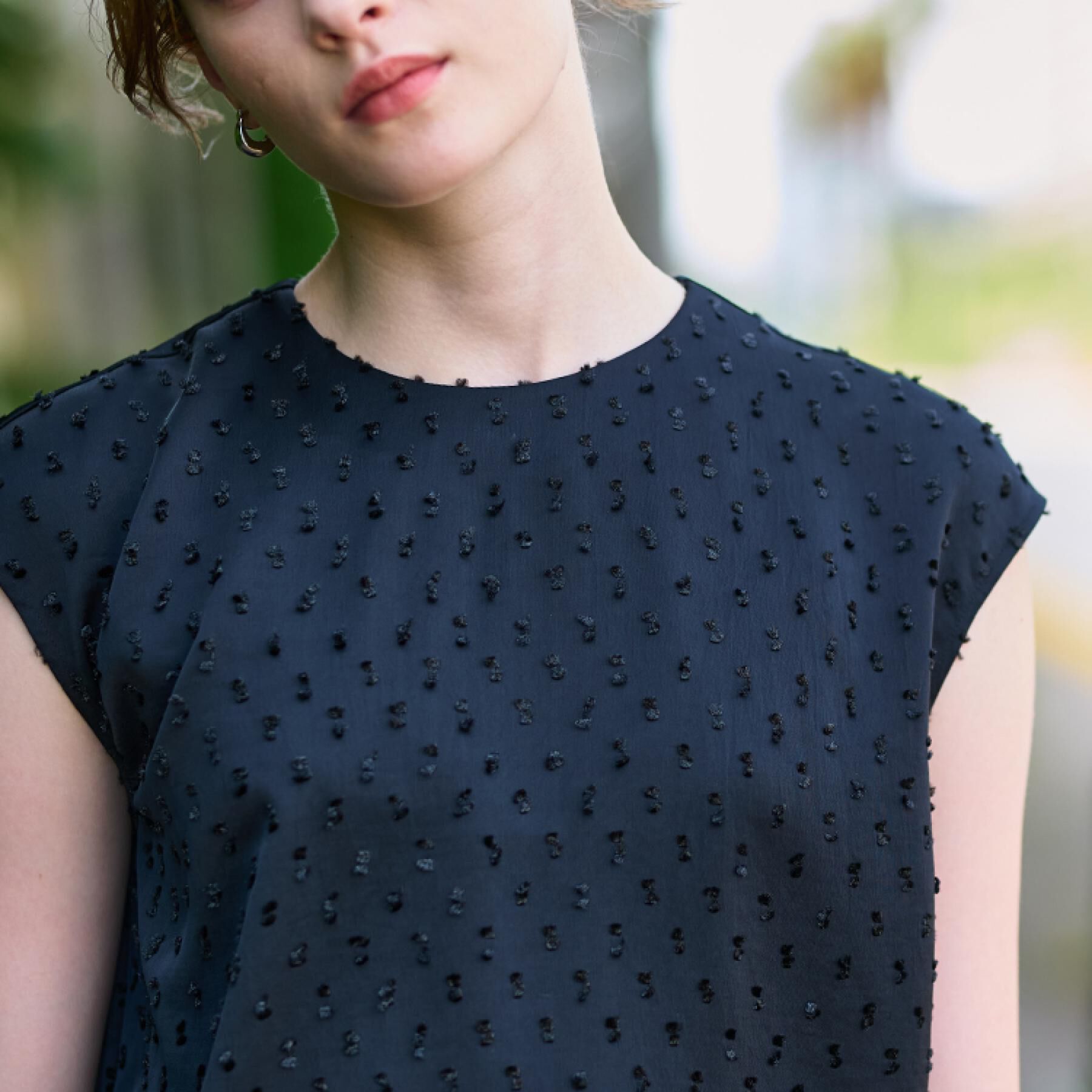 DRESSTERIOR「【セットアップ可/イージーケア】ドビーサテンフレンチスリーブブラウス」|シャツ・ブラウス|