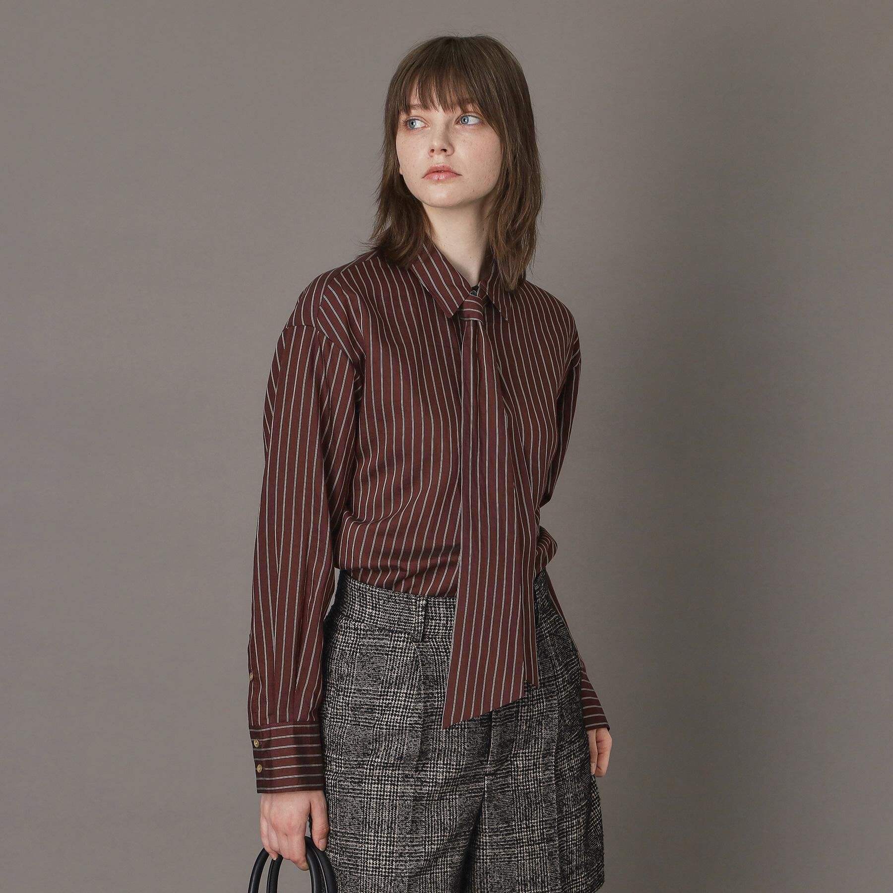 DRESSTERIOR「【洗える/オンオフ/otonaMUSE 11月号掲載】3WAYタイ付きアーカーストライプシャツ」|シャツ・ブラウス|