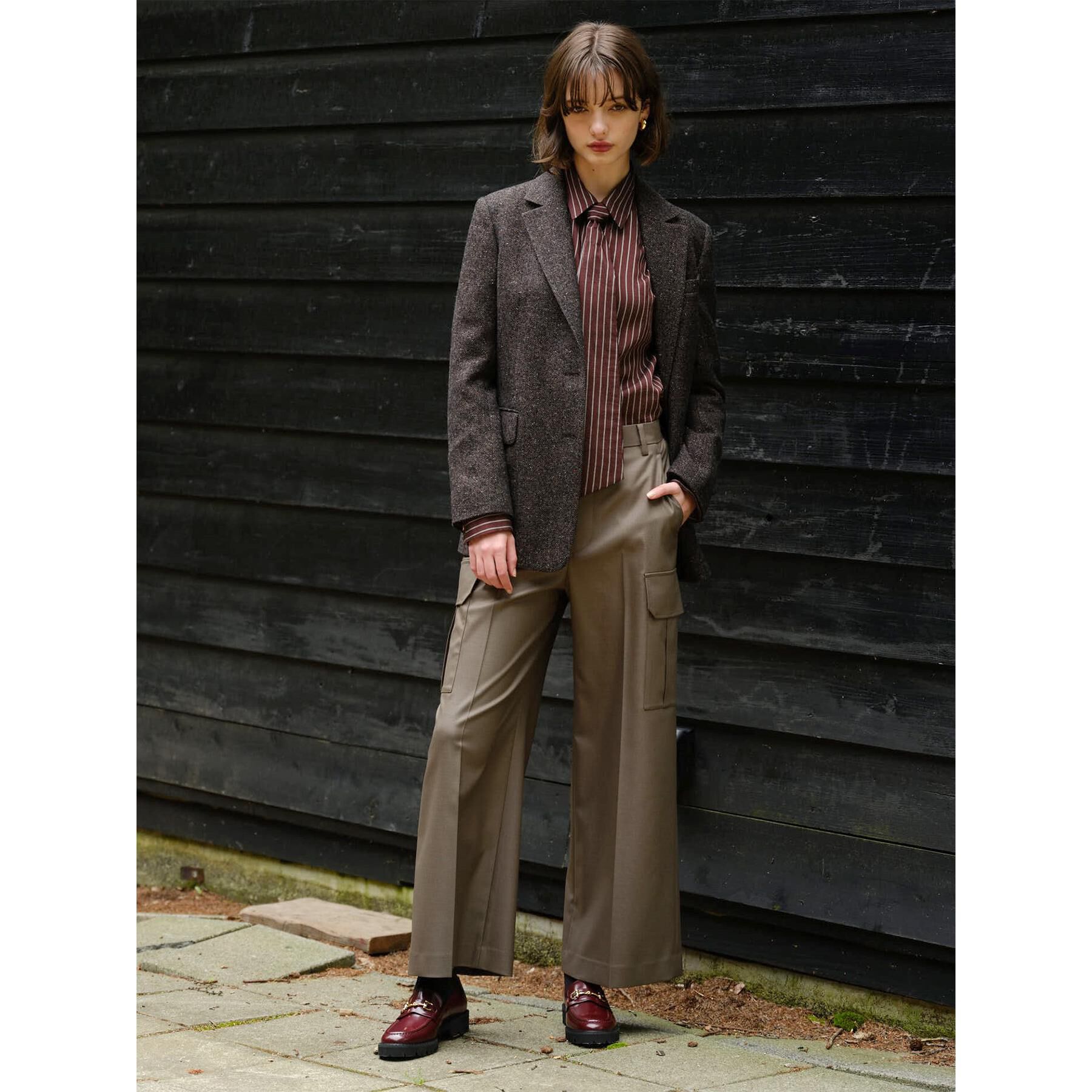 DRESSTERIOR「【洗える/オンオフ/otonaMUSE 11月号掲載】3WAYタイ付きアーカーストライプシャツ」|シャツ・ブラウス|