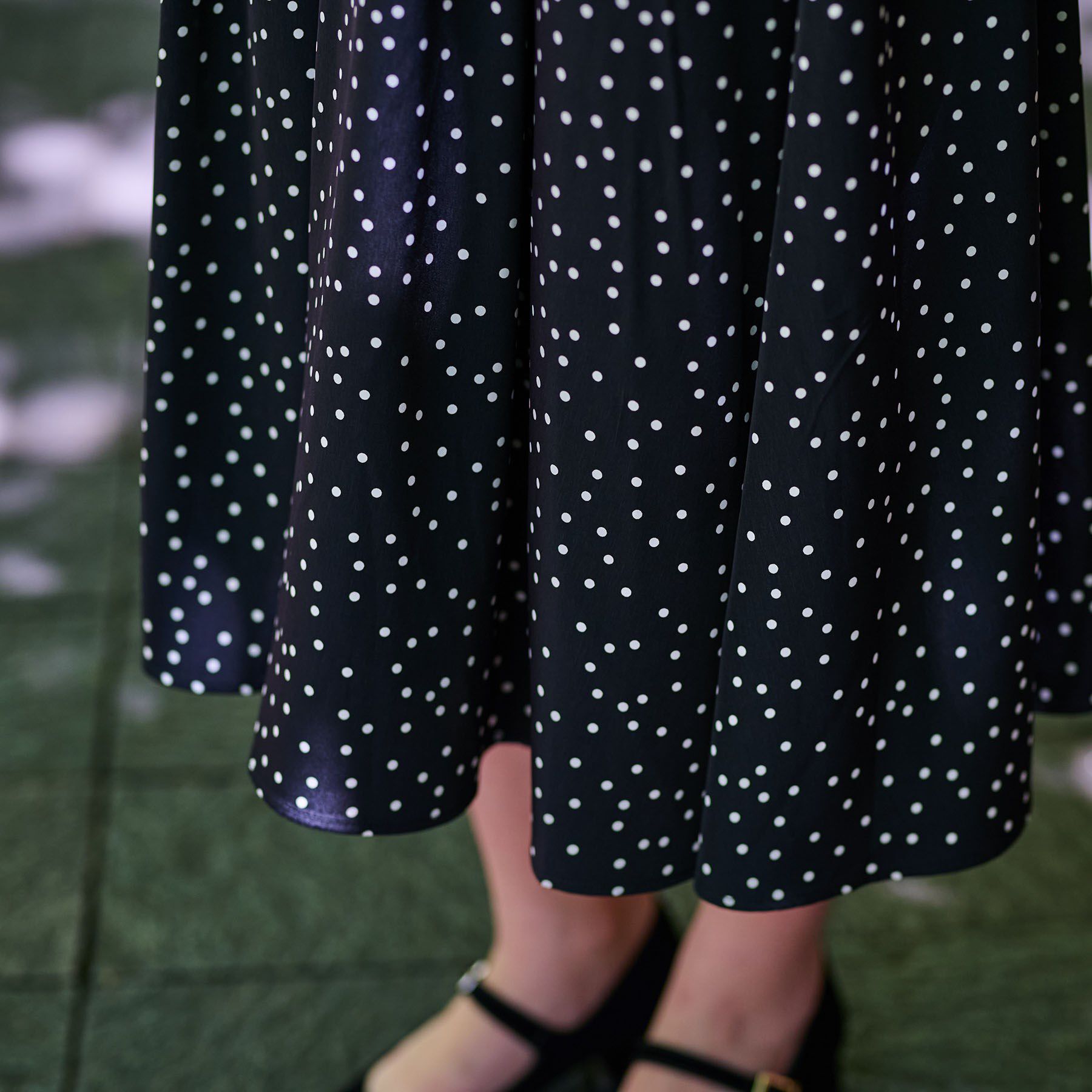 DRESSTERIOR「【手洗い可】ウエストシャーリングドットワンピース」|ワンピース|