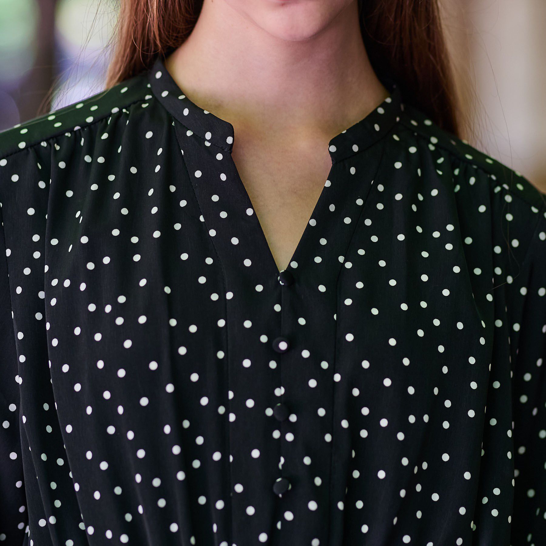 DRESSTERIOR「【手洗い可】ウエストシャーリングドットワンピース」|ワンピース|