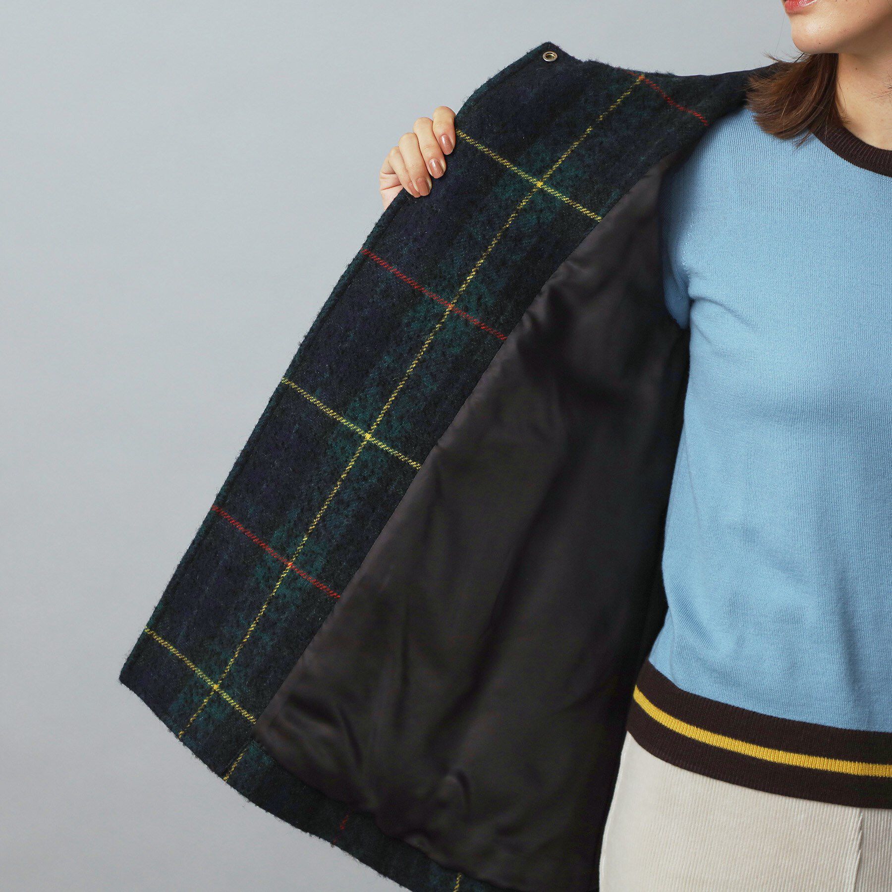 DRESSTERIOR「【CLASSY.12月号掲載】タータンチェックショートダッフル」|ダッフルコート|