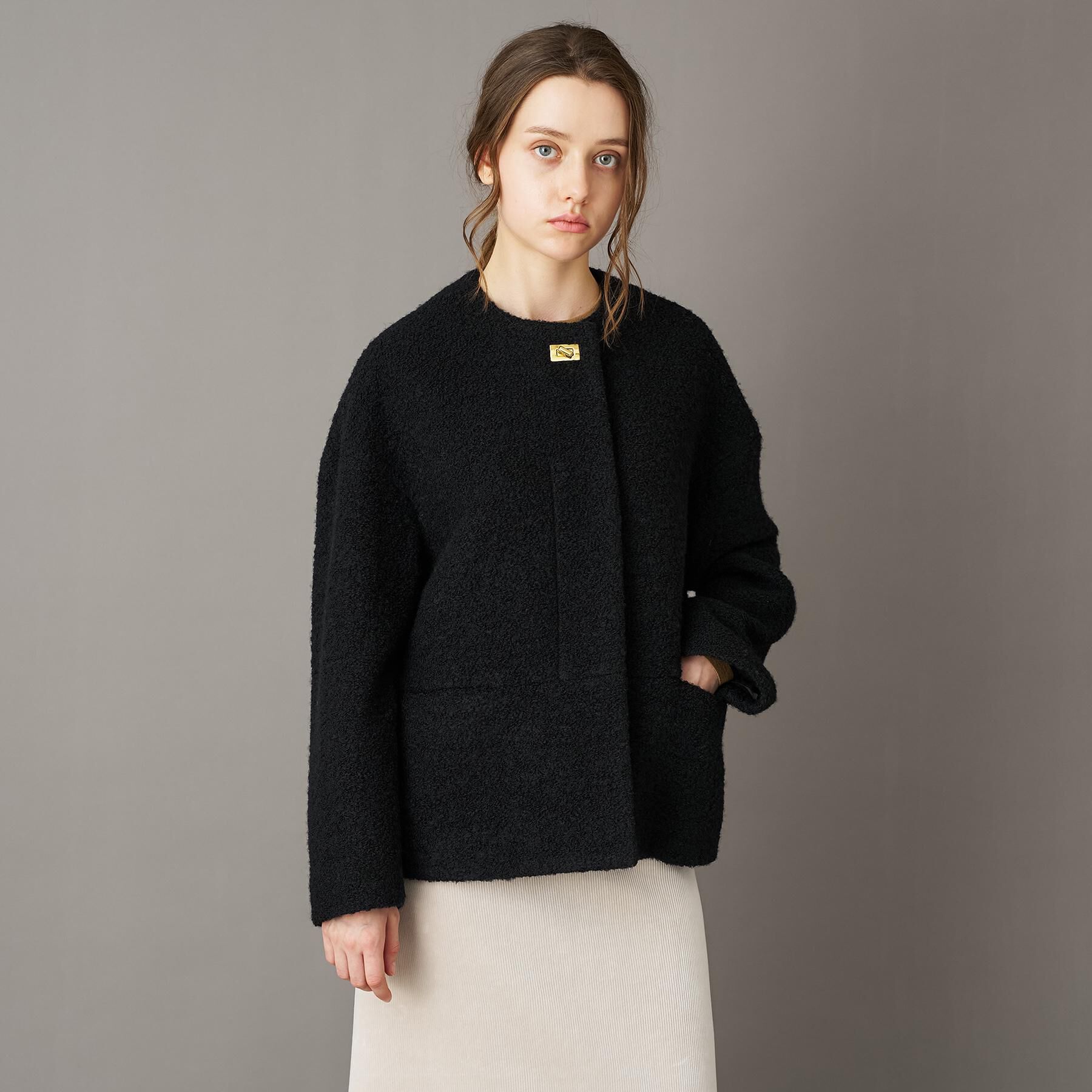 DRESSTERIOR「【CLASSY.12月号掲載】ループヤーンショートジャケット」|ノーカラーコート|