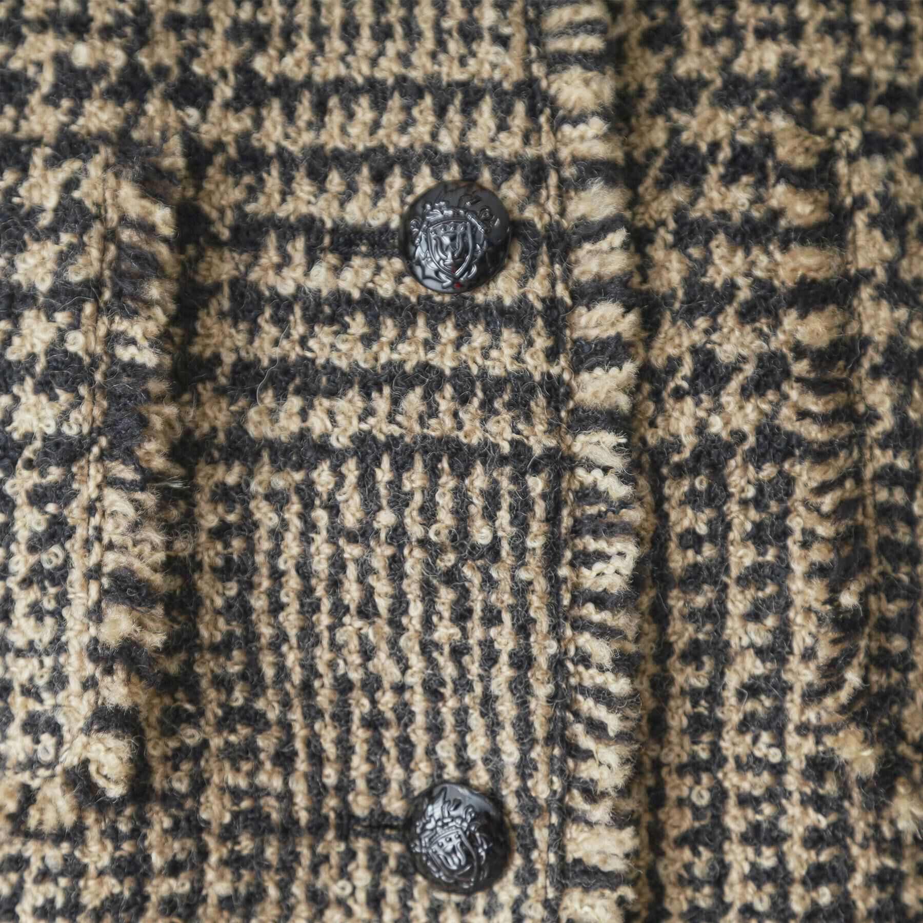 DRESSTERIOR「グレンチェックツイードショートコート」|ノーカラージャケット|