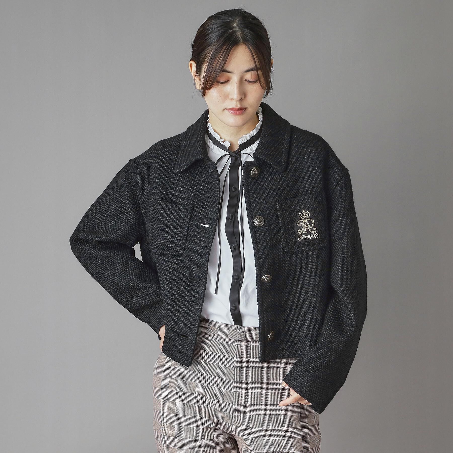 DRESSTERIOR「エンブレムショートブルゾン」|ブルゾン・スタジャン|